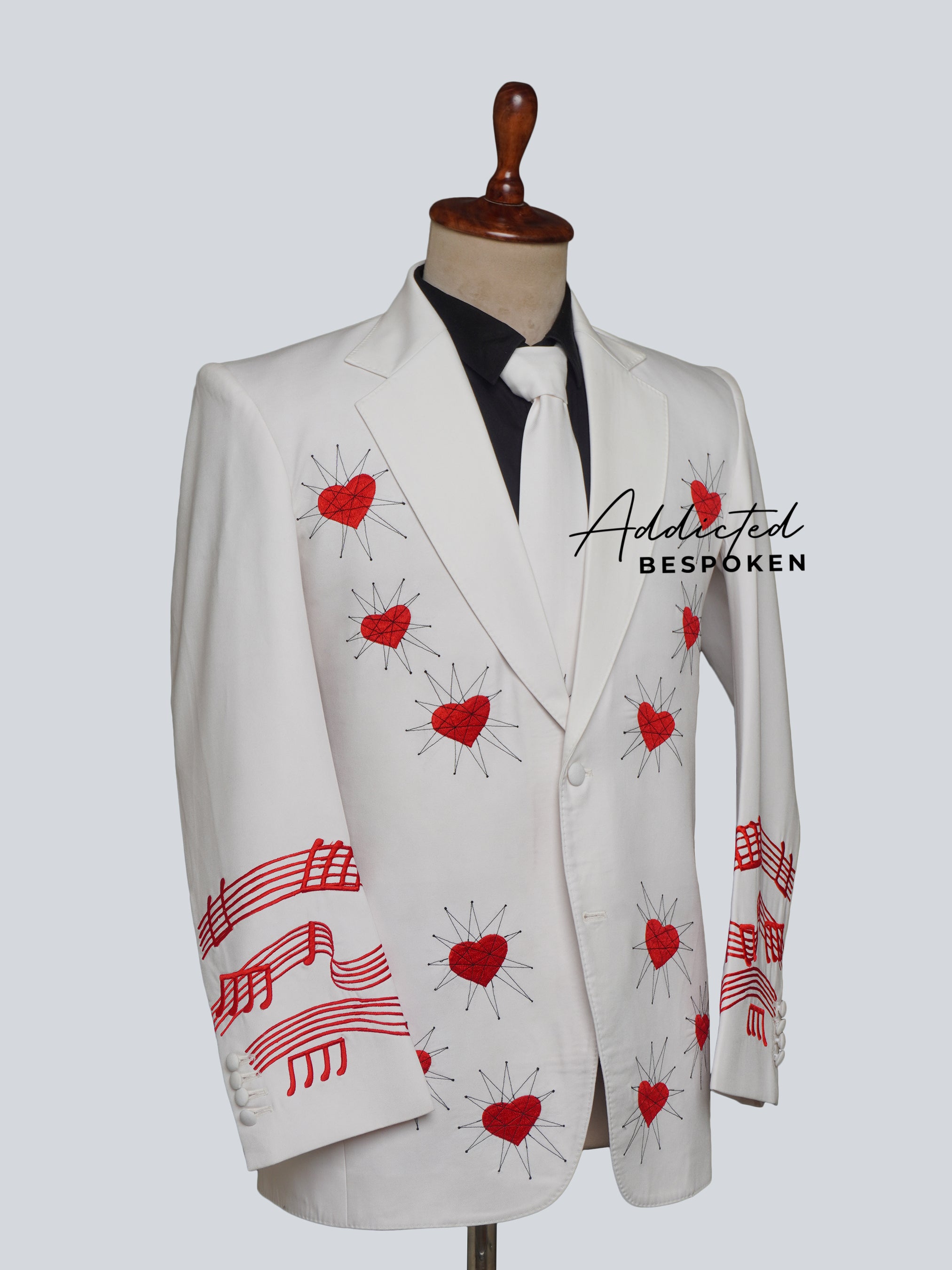 Hearts & Music Notes Embroidered Suit