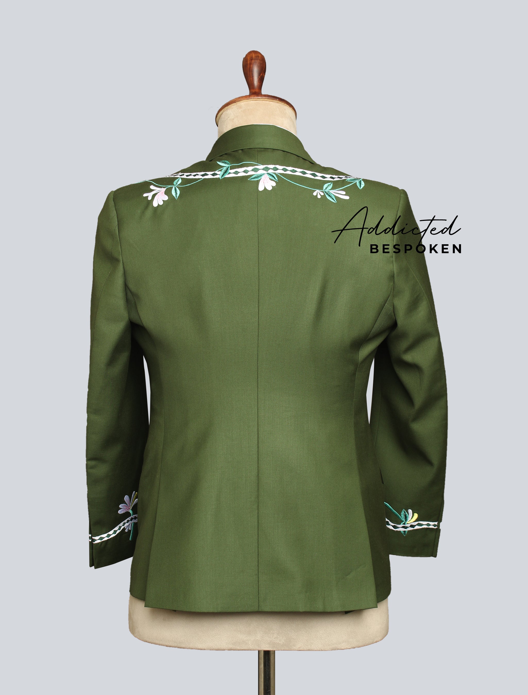 Verdant Elegance Floral Embroidered Suit