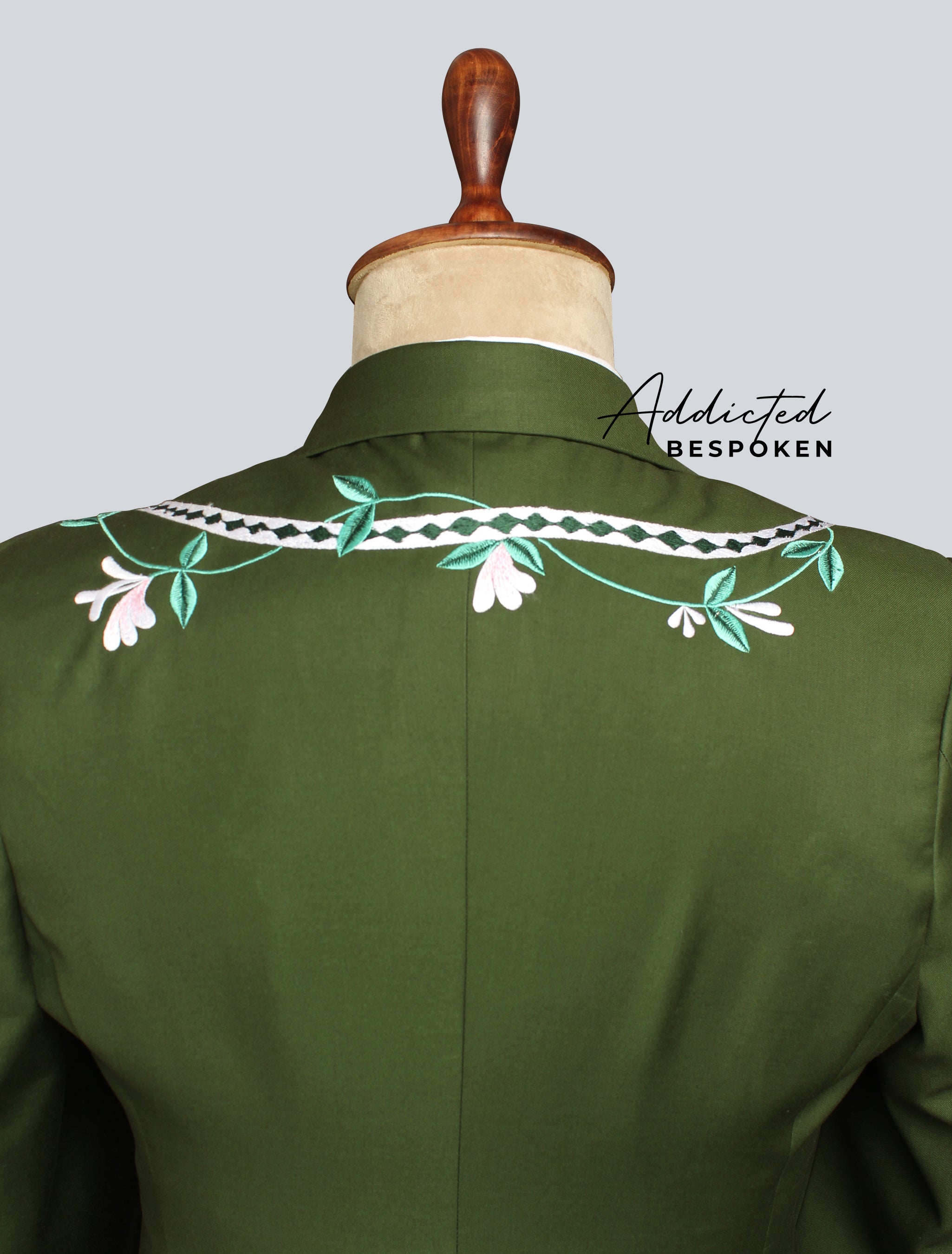 Verdant Elegance Floral Embroidered Suit