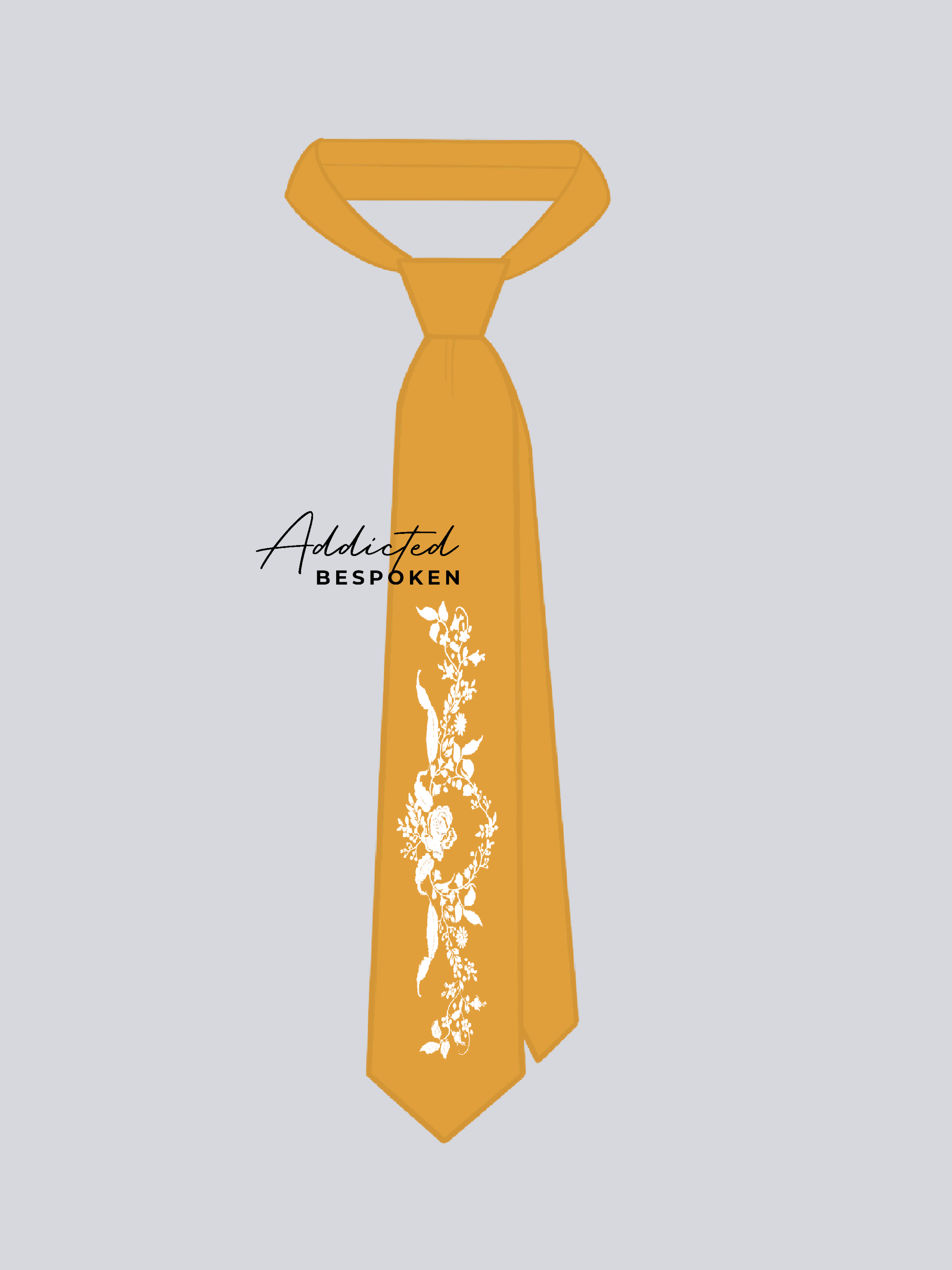 Golden Tie with Floral Embroidery