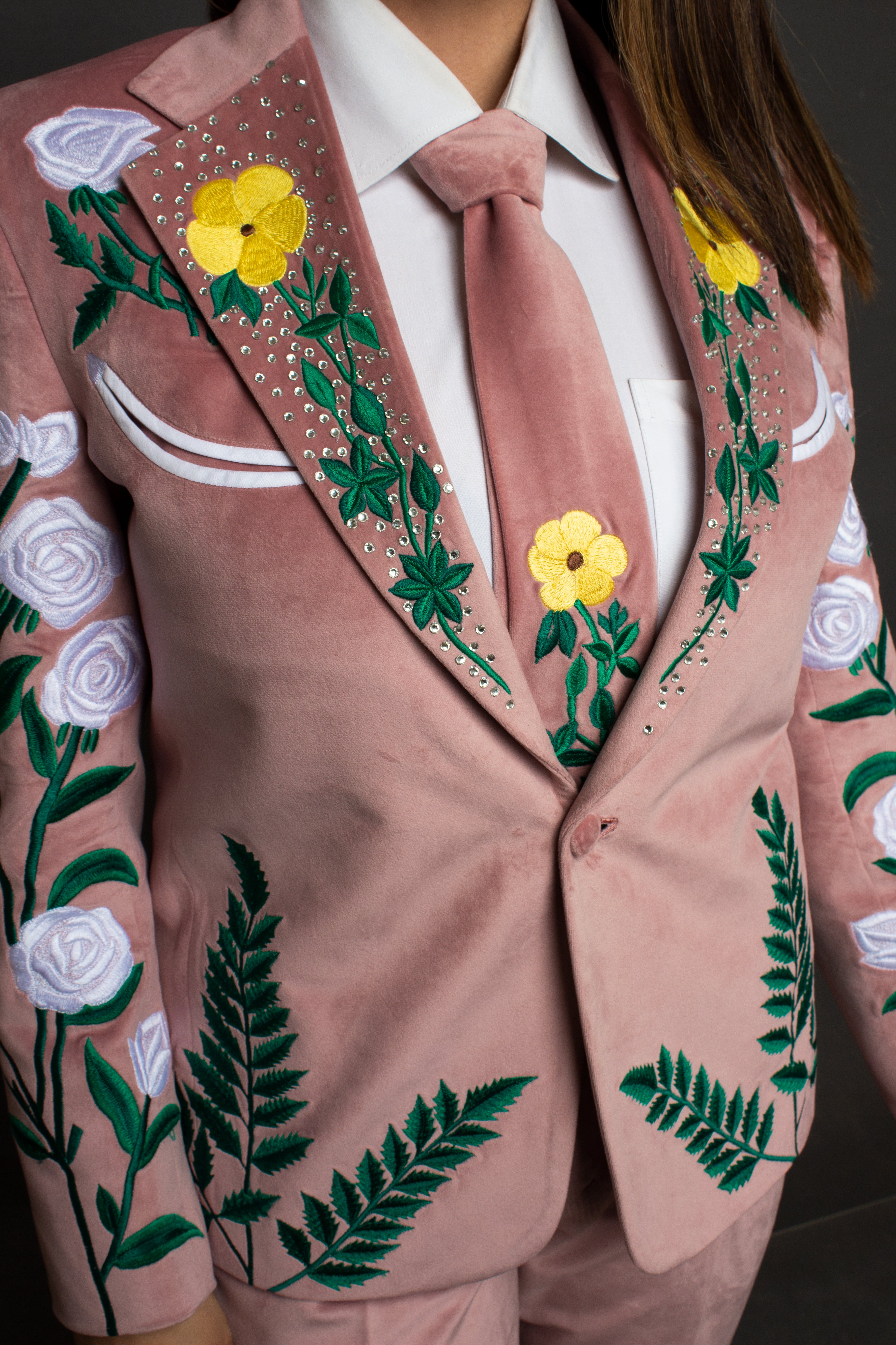 Dusty Rose Floral Embroidered Suit