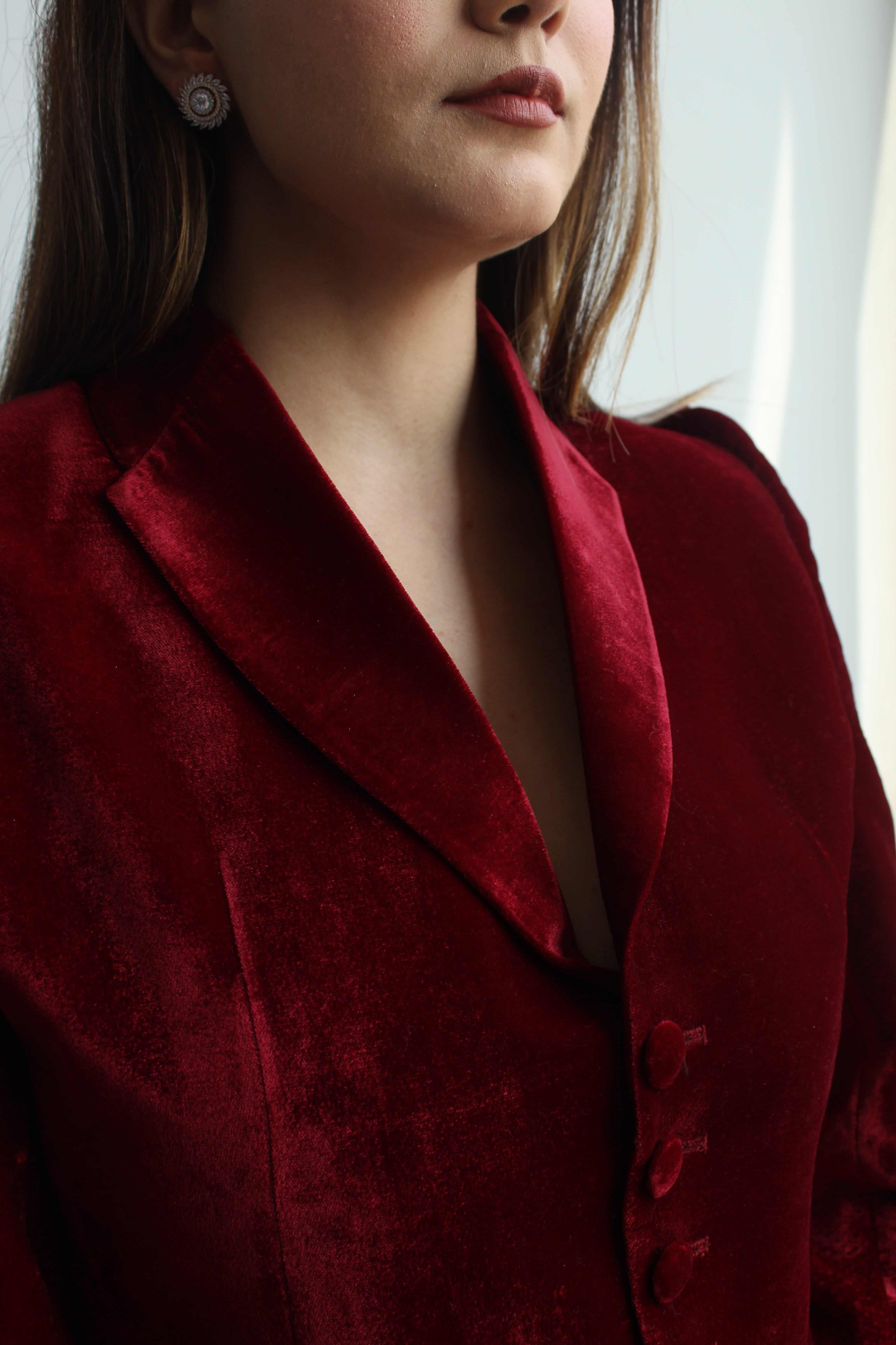 Stylish Red Velvet Suit