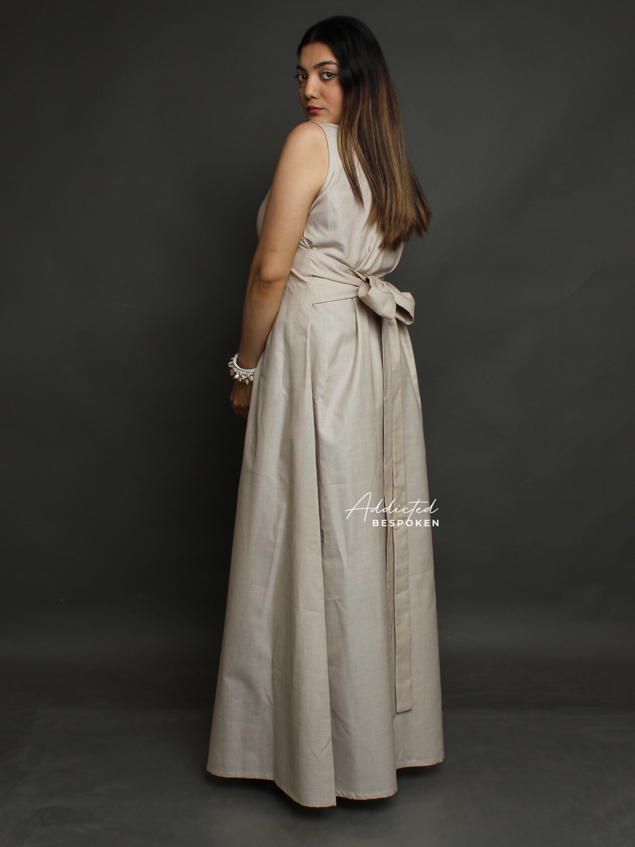 Beige Linen Maxi Dress (CLS)