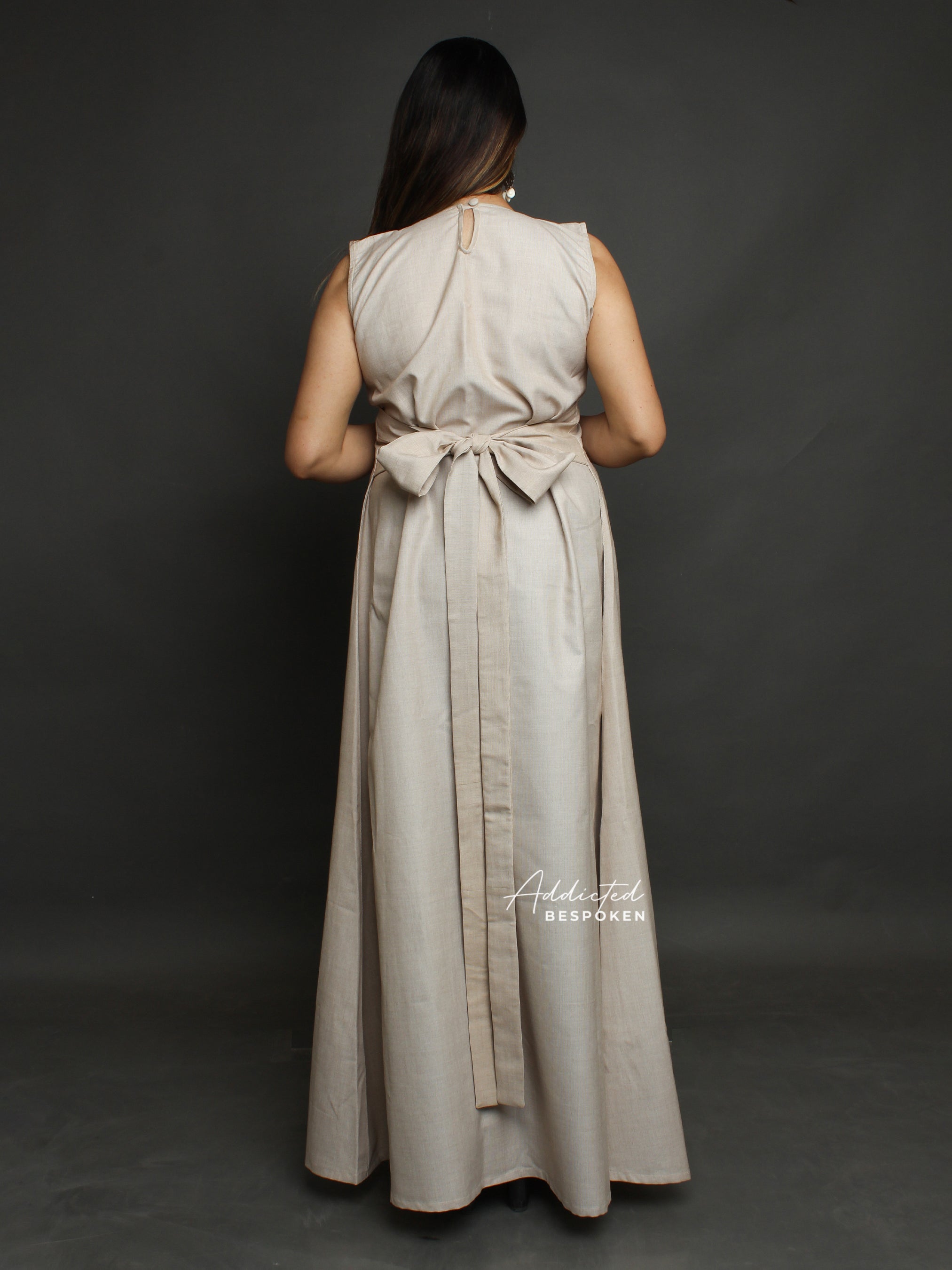 Beige Linen Maxi Dress (CLS)