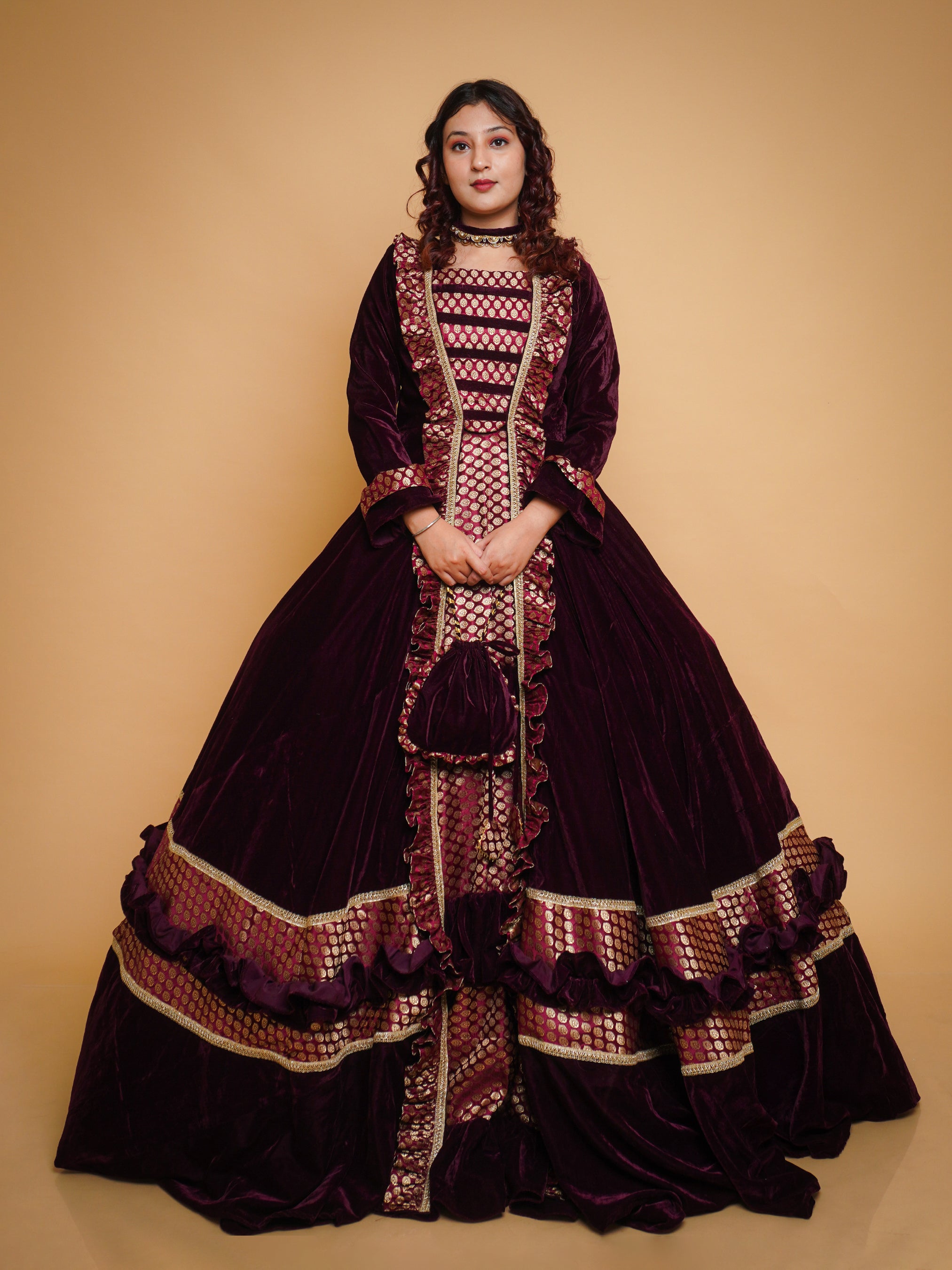 Velvet Brocade Royal Gown