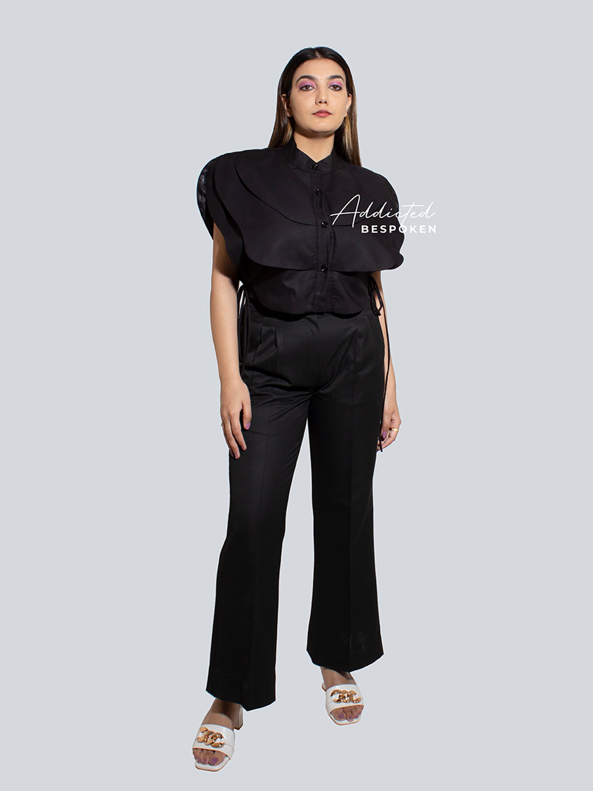 Frilled Black Cocktail Shirt