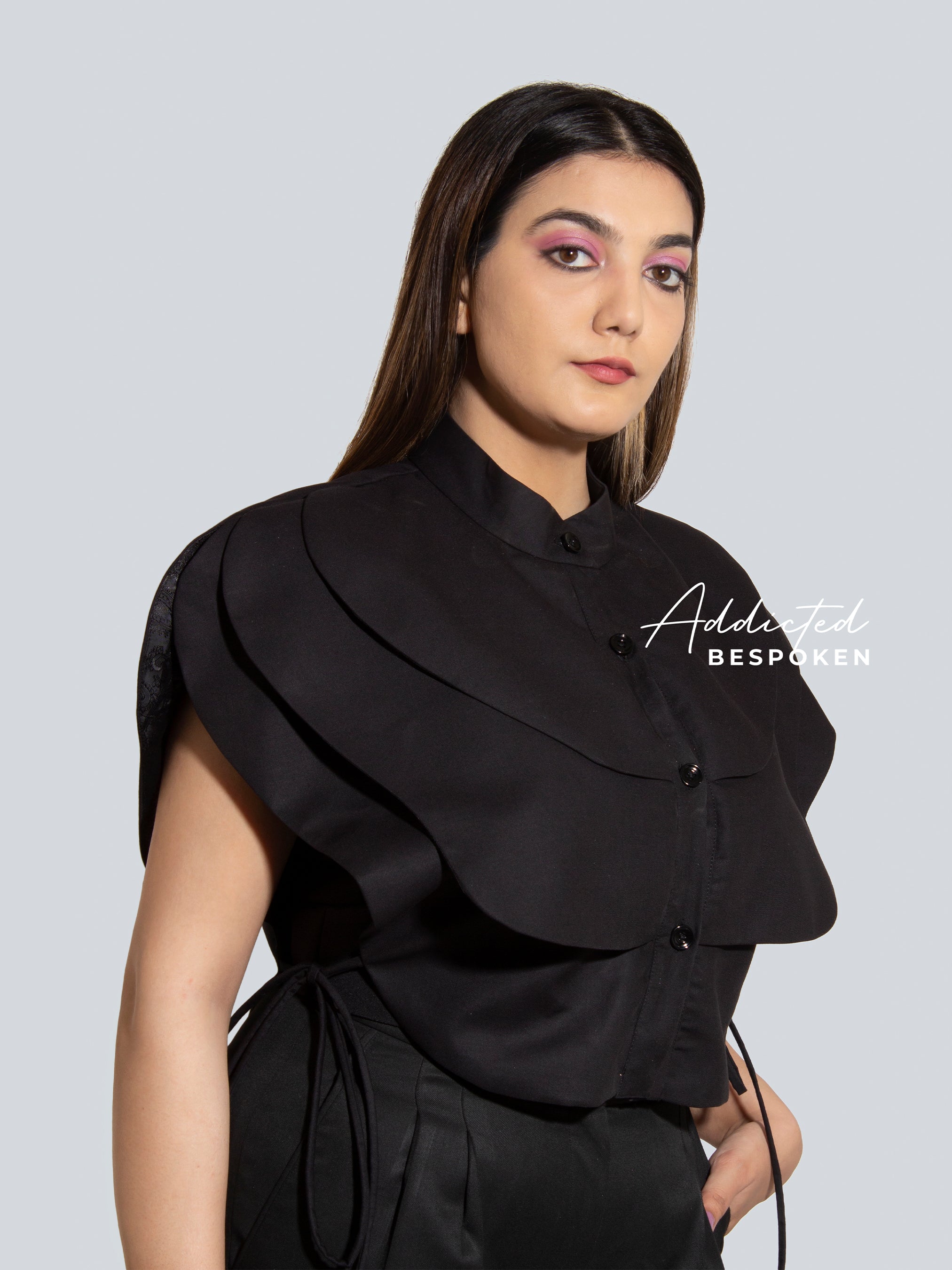 Frilled Black Cocktail Shirt