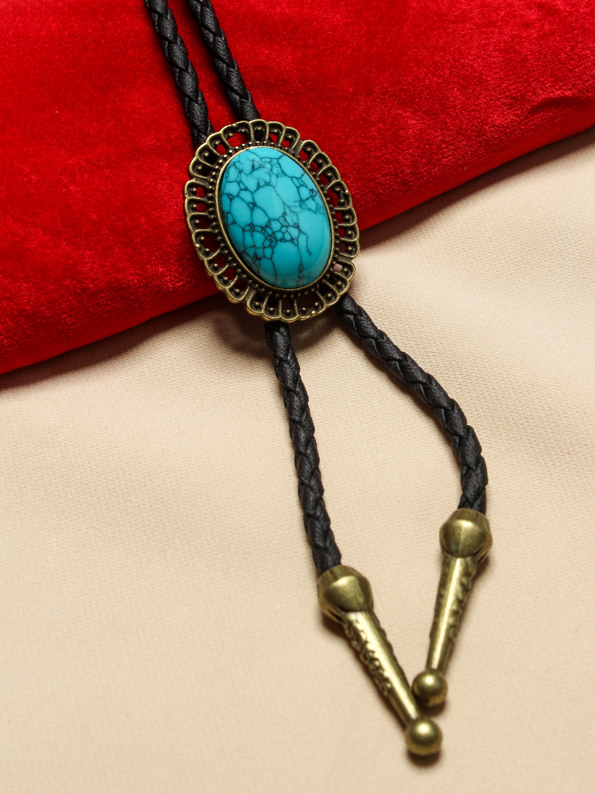 Oval Turquoise Gem Bolo Tie