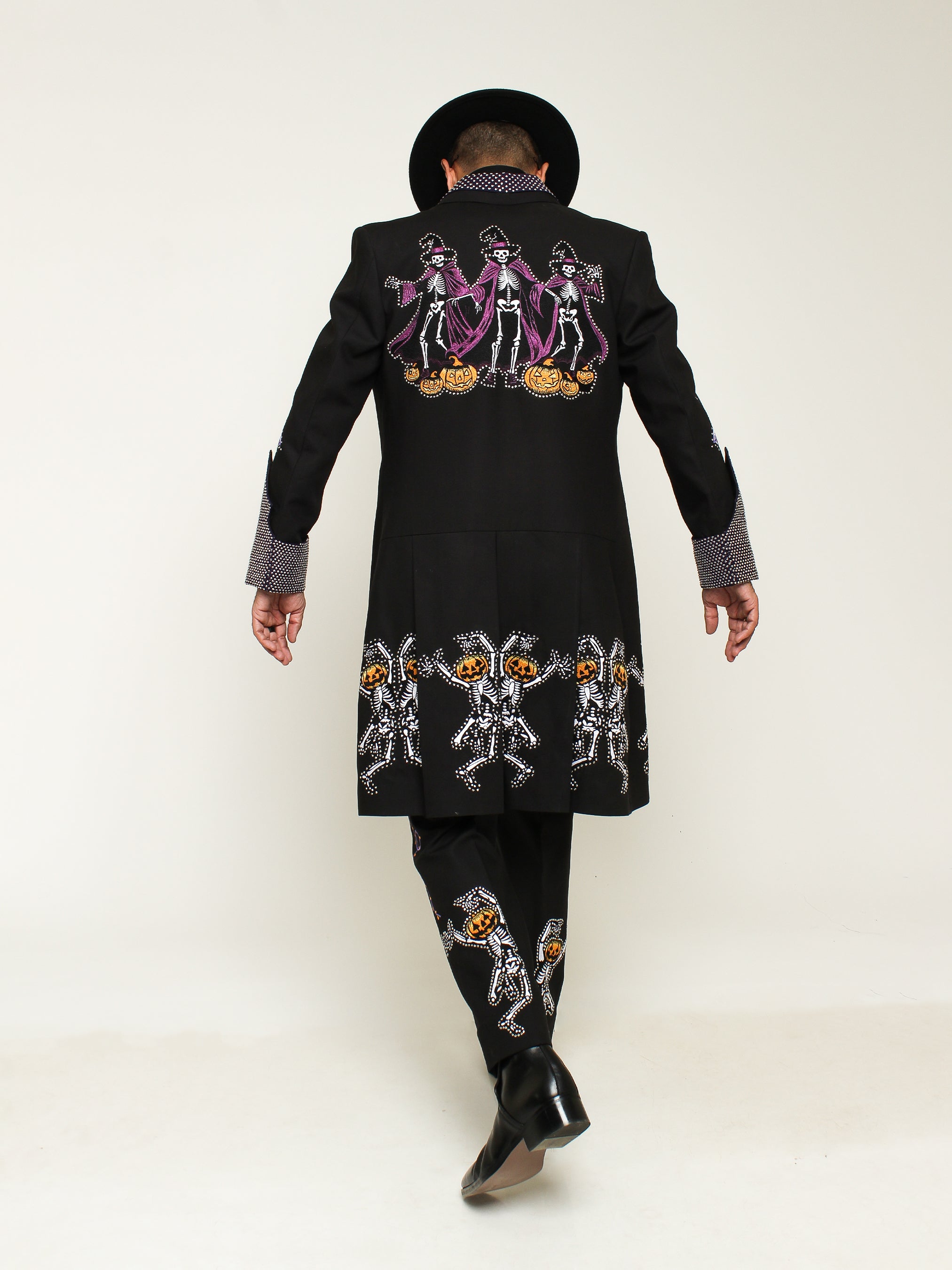 Artistic Skeleton Embroidered Western Suit