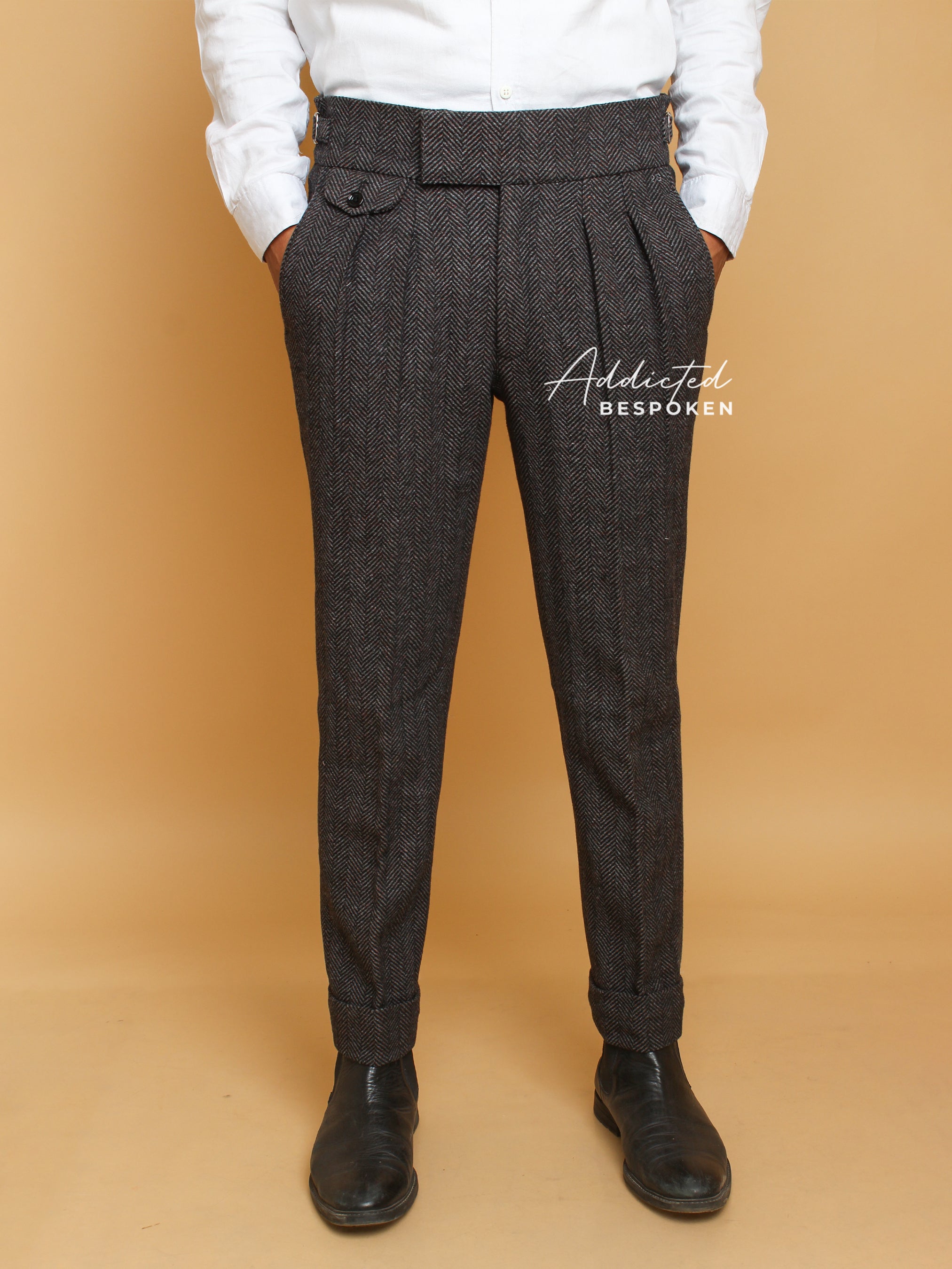 Timeless Herringbone Pattern Pants