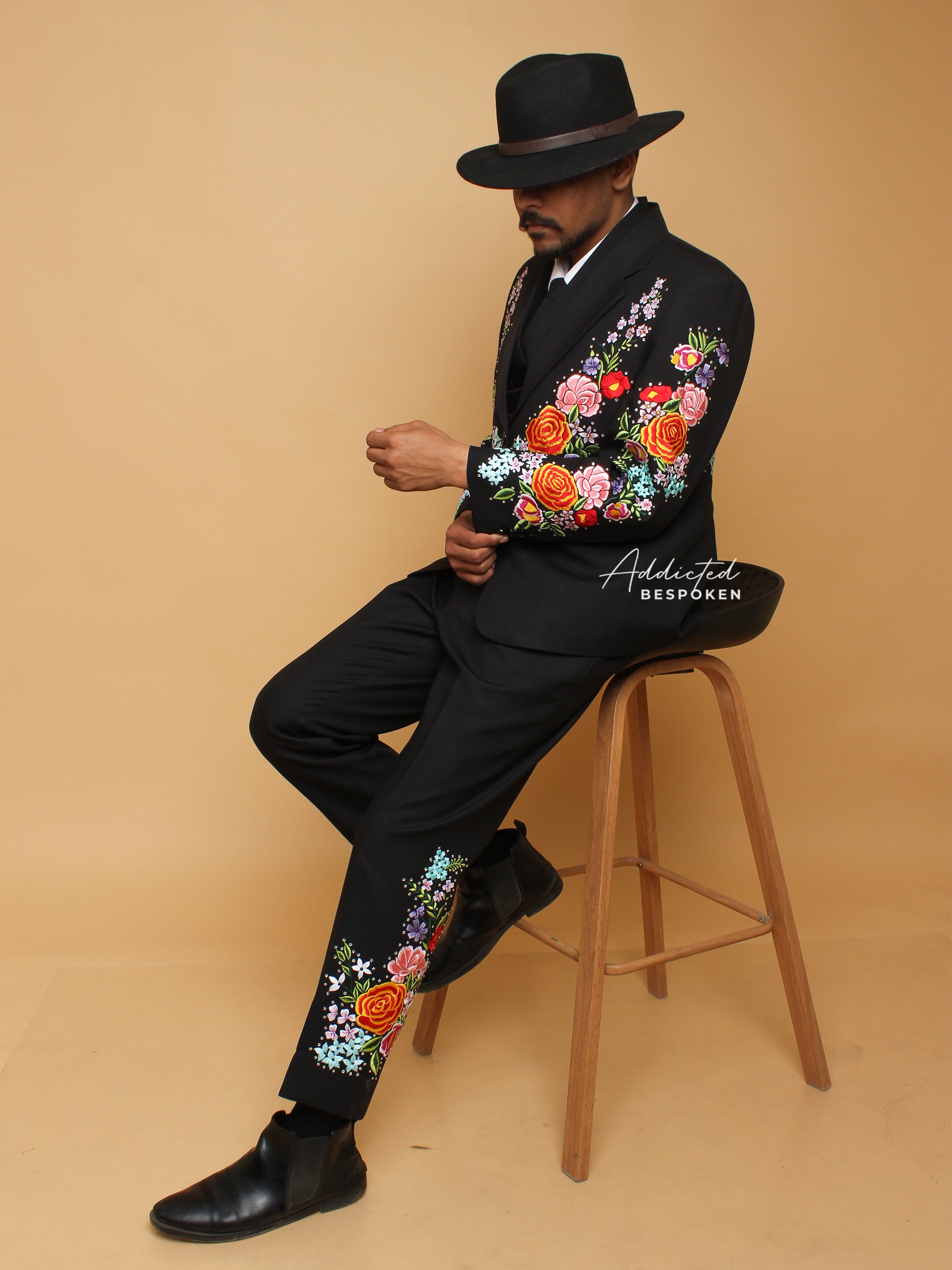 Vibrant Flora & Fauna Embroidered Suit