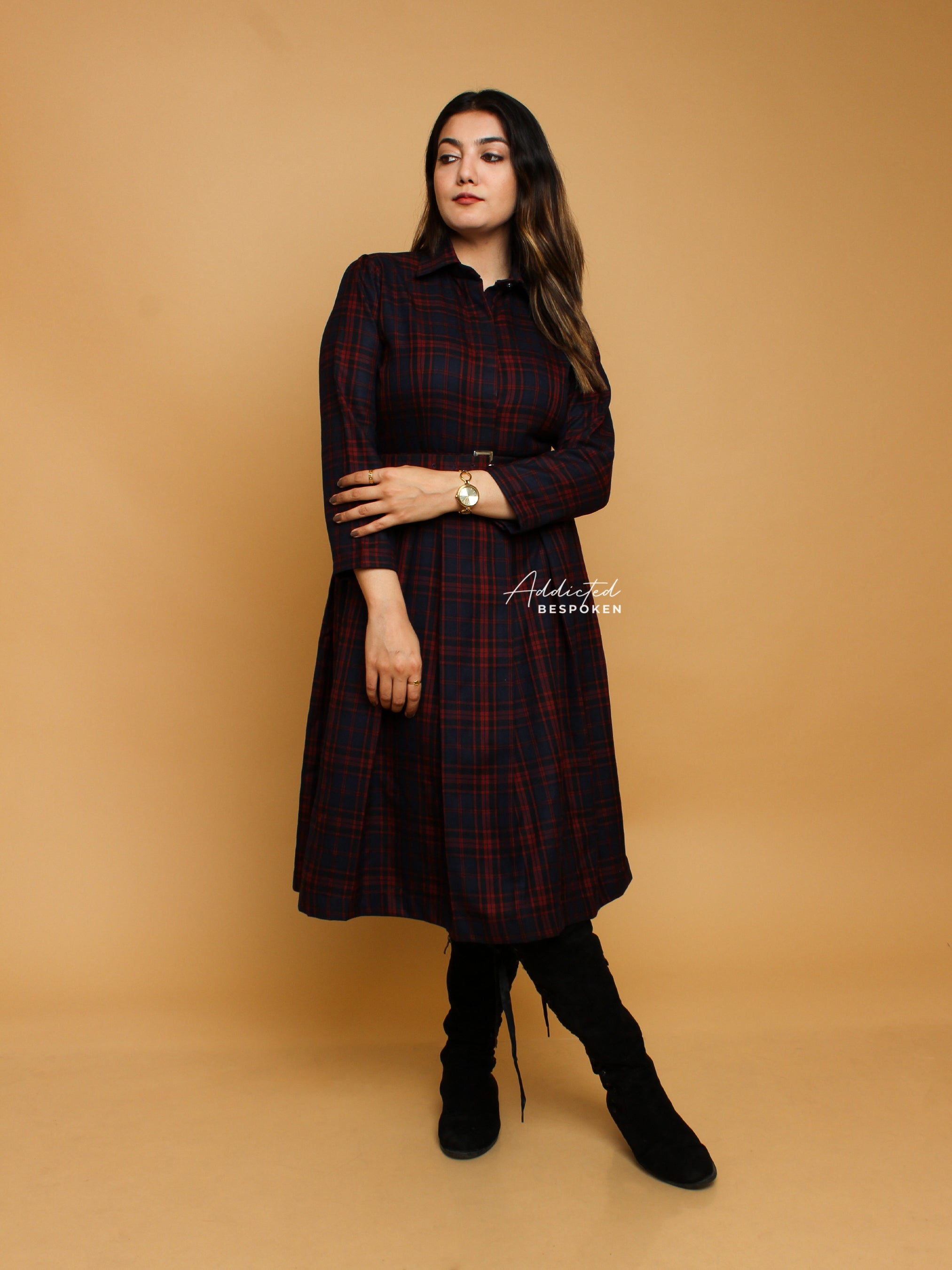 Bold Patterned Check Dress