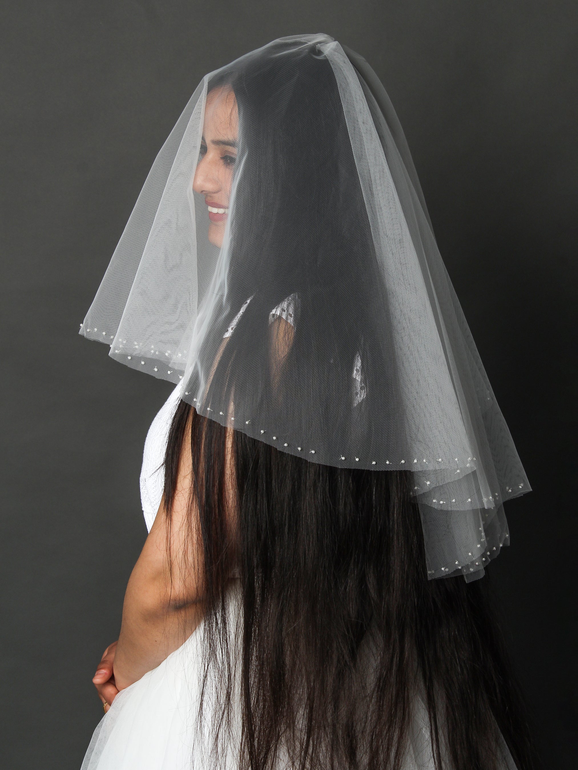 Two-Tier Bridal Veil with Pearl Trim