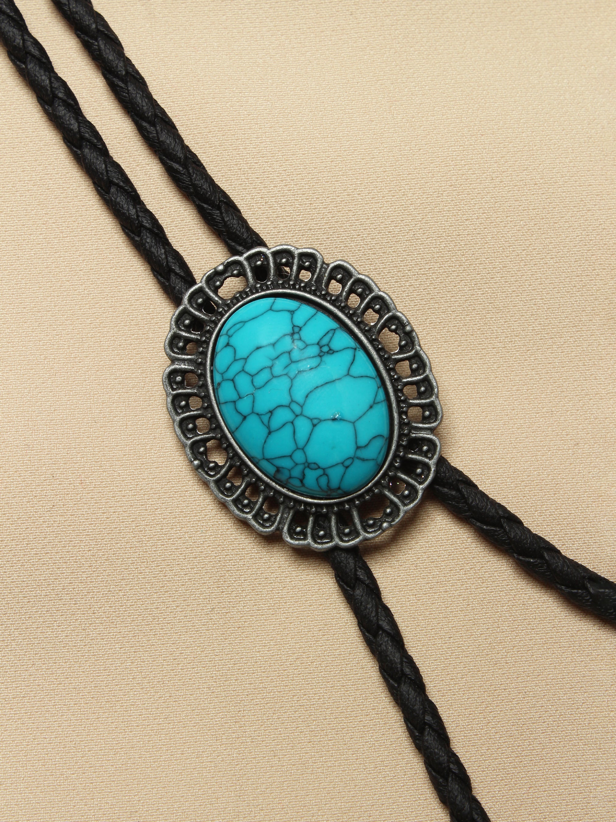 Oval Turquoise Gem Bolo Tie