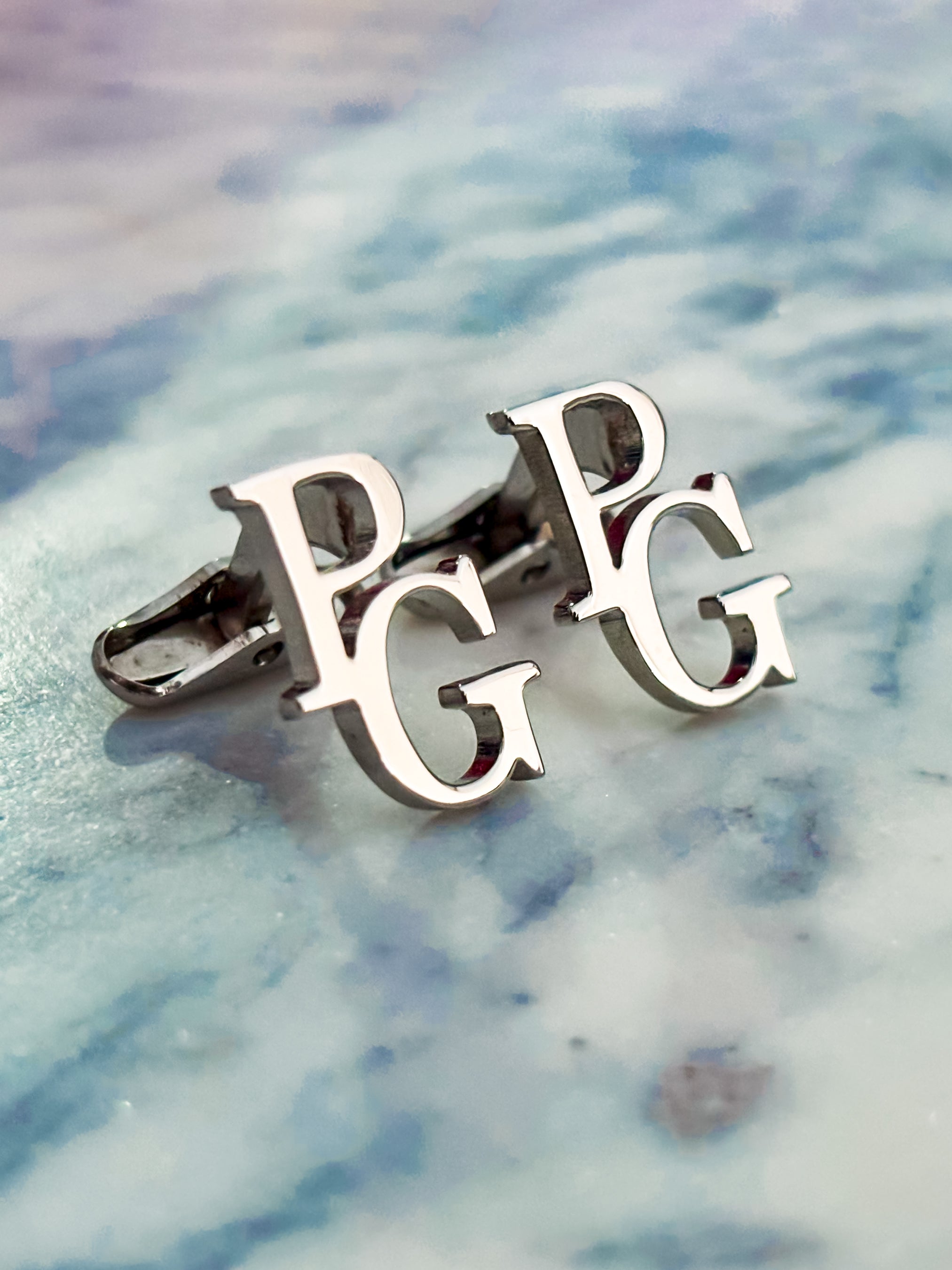 Metal 3D Initials Custom Cufflinks