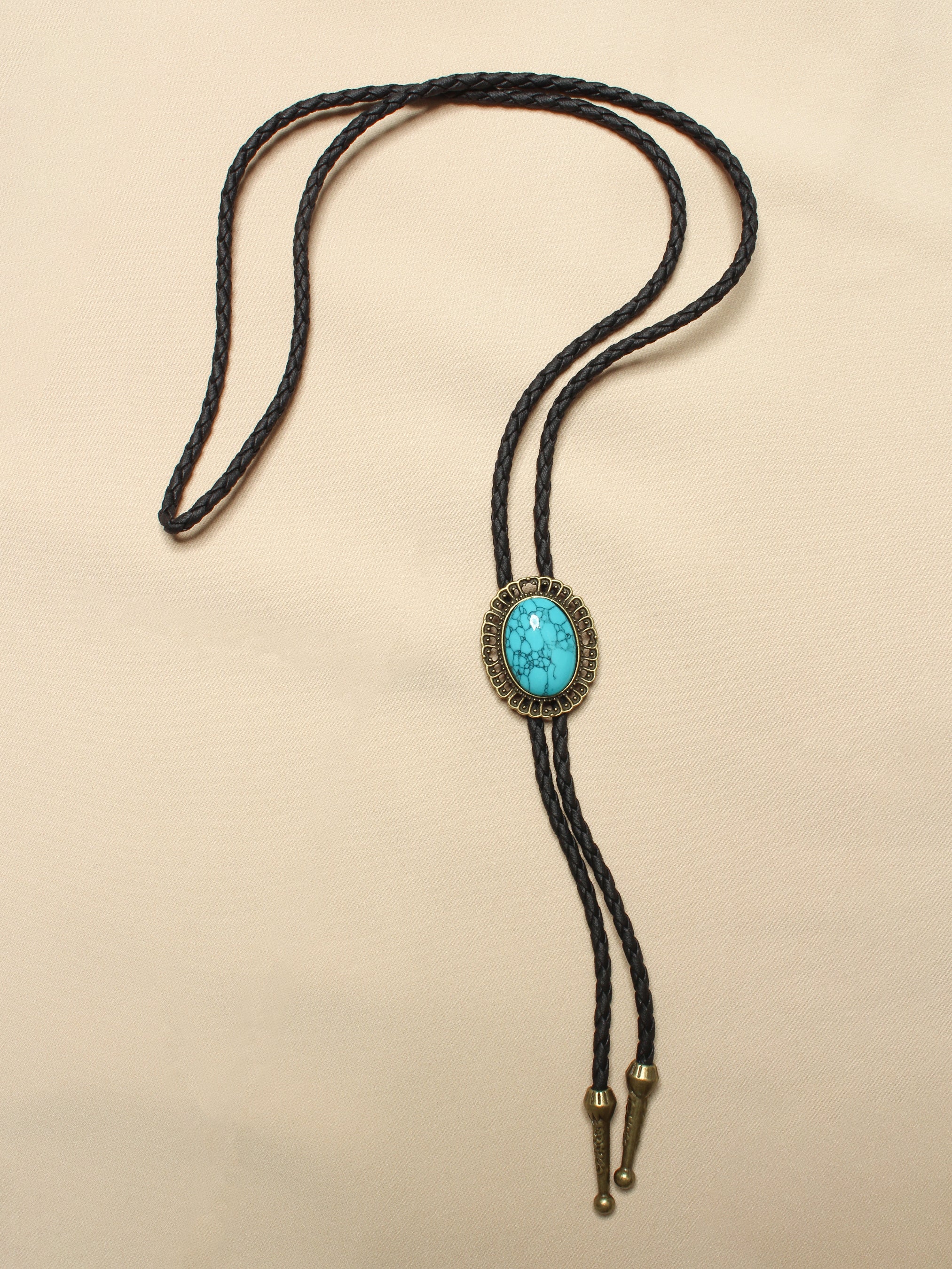 Oval Turquoise Gem Bolo Tie