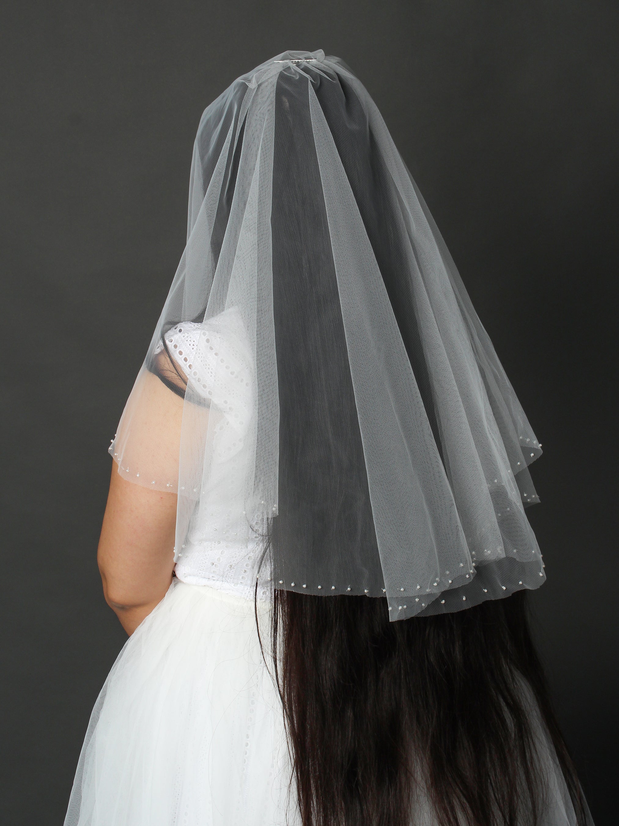 Two-Tier Bridal Veil with Pearl Trim