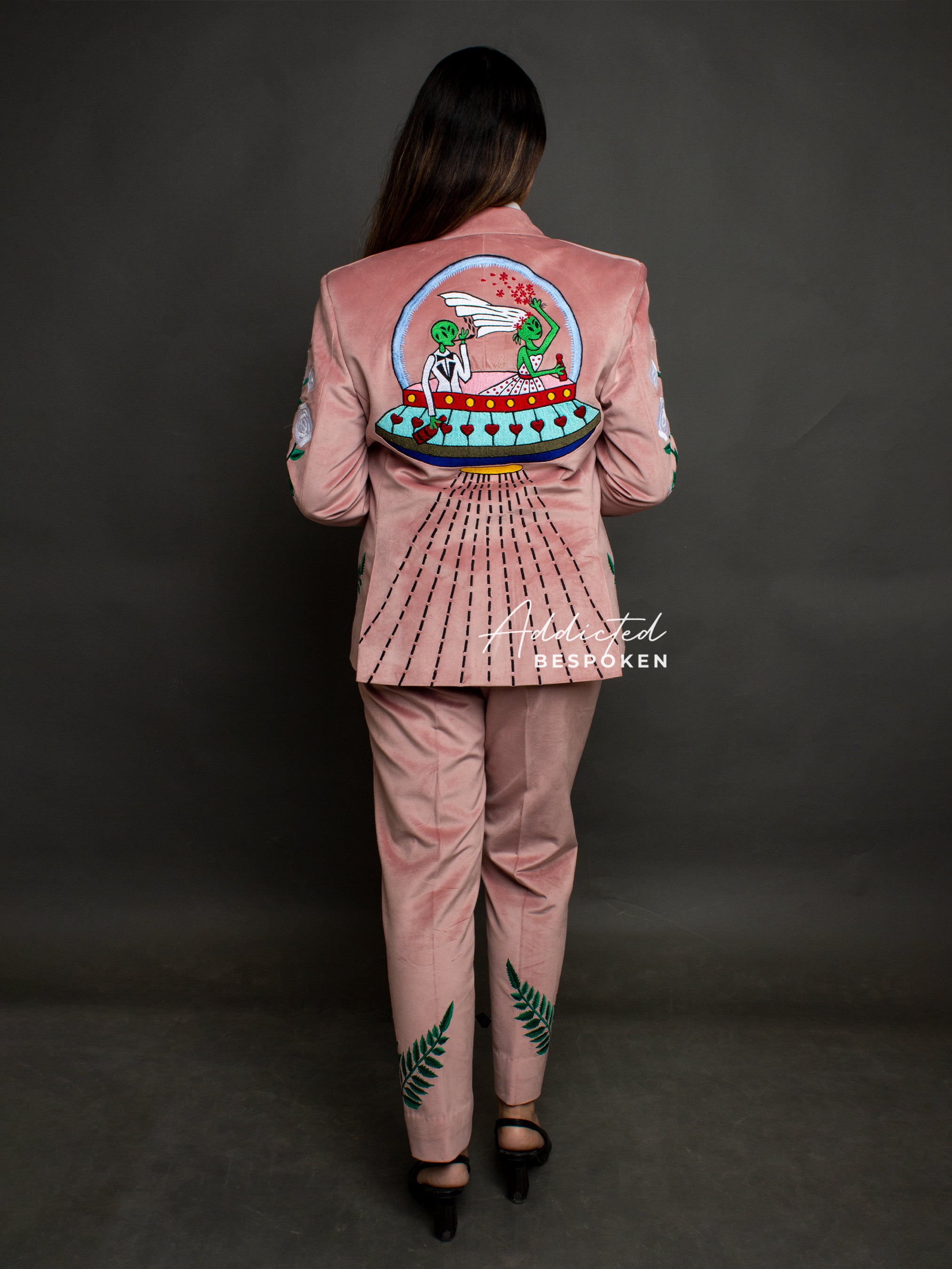 Dusty Rose Floral Embroidered Suit