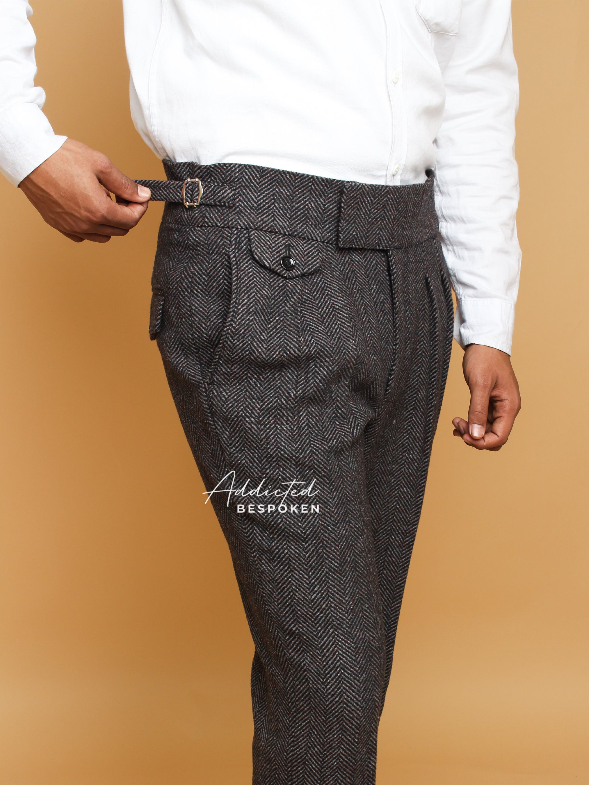 Grey Herringbone Wool Pant (CLS)