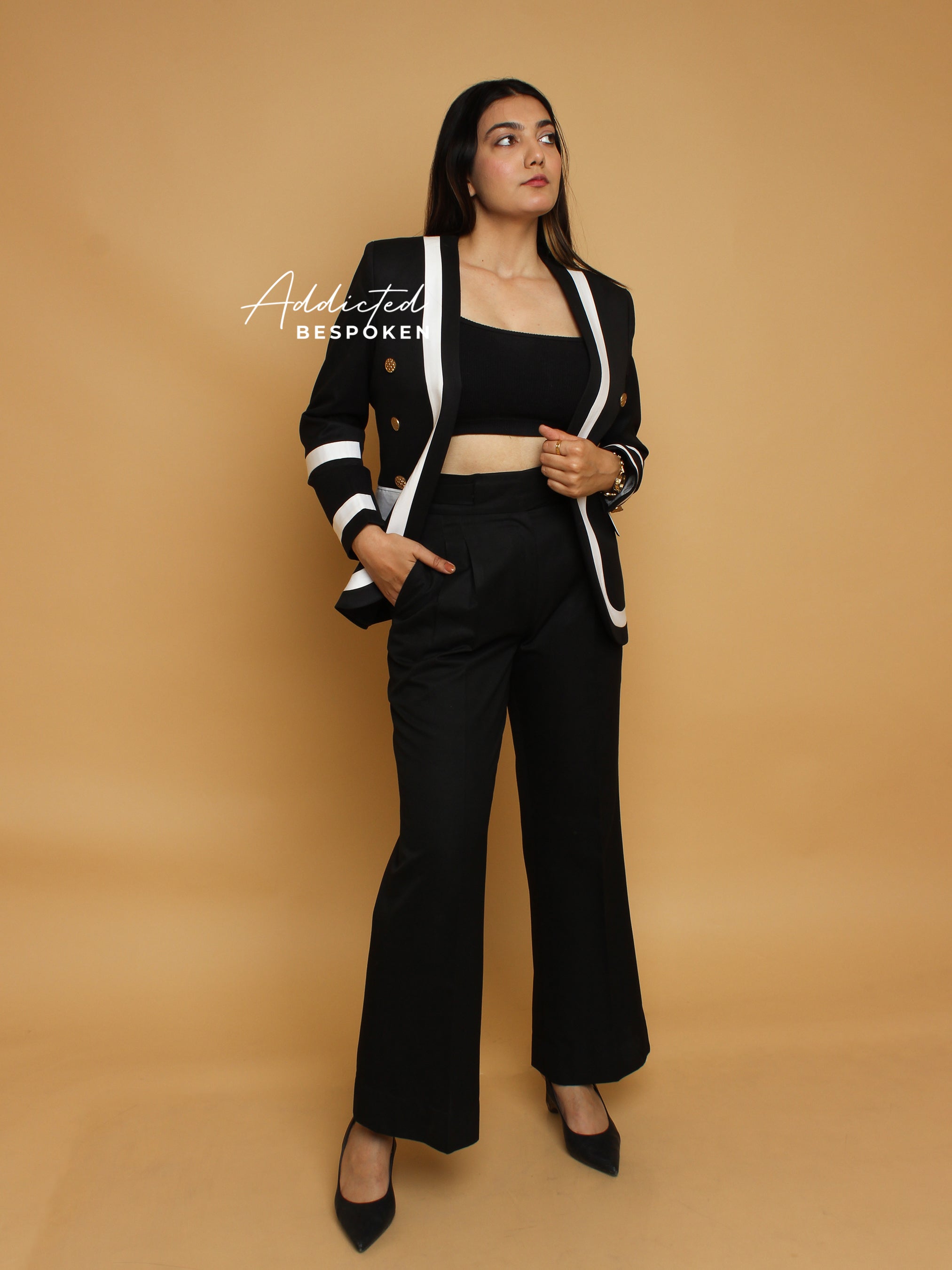 Stylish Black Cotton Blazer