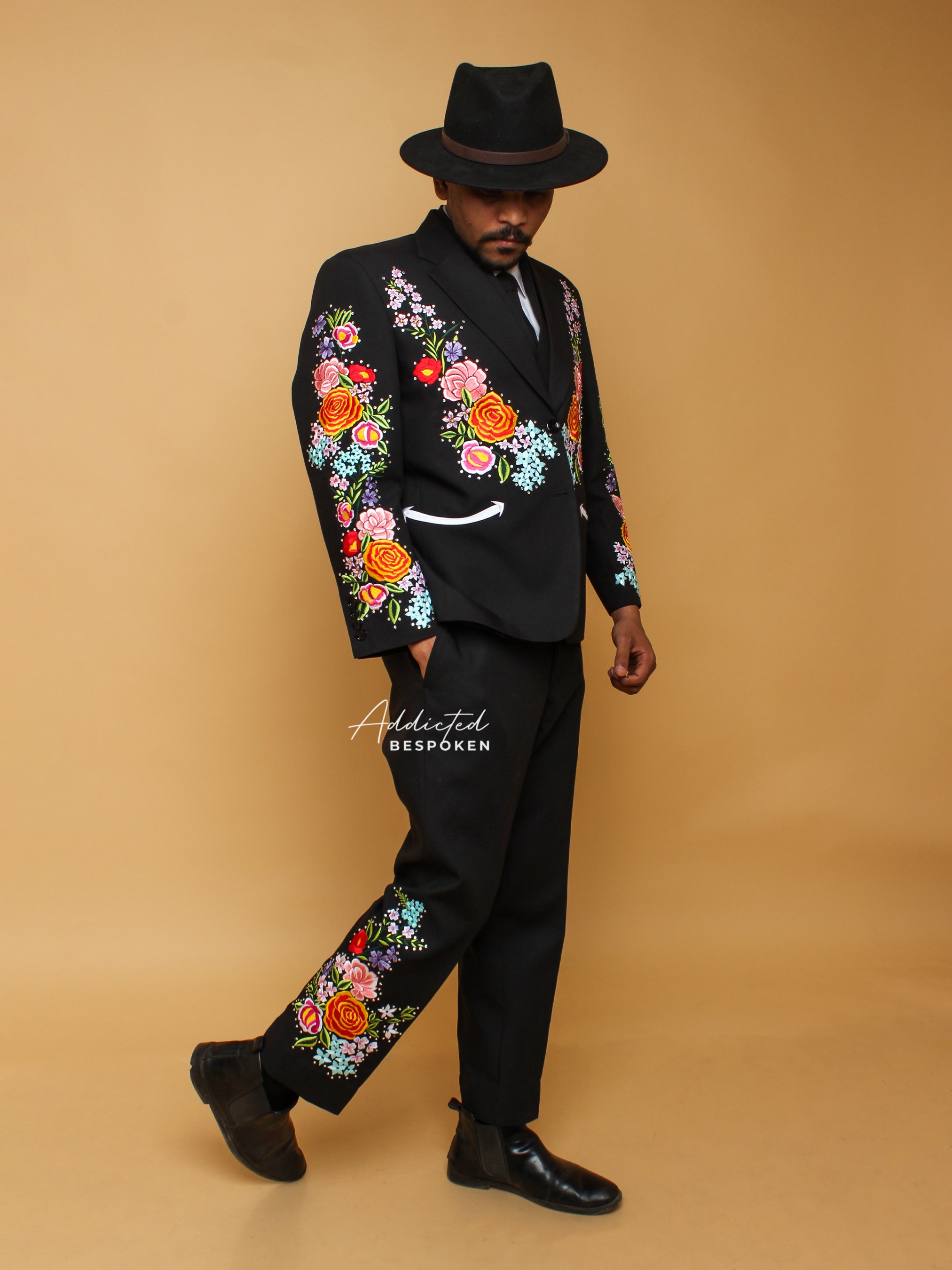 Vibrant Flora & Fauna Embroidered Suit