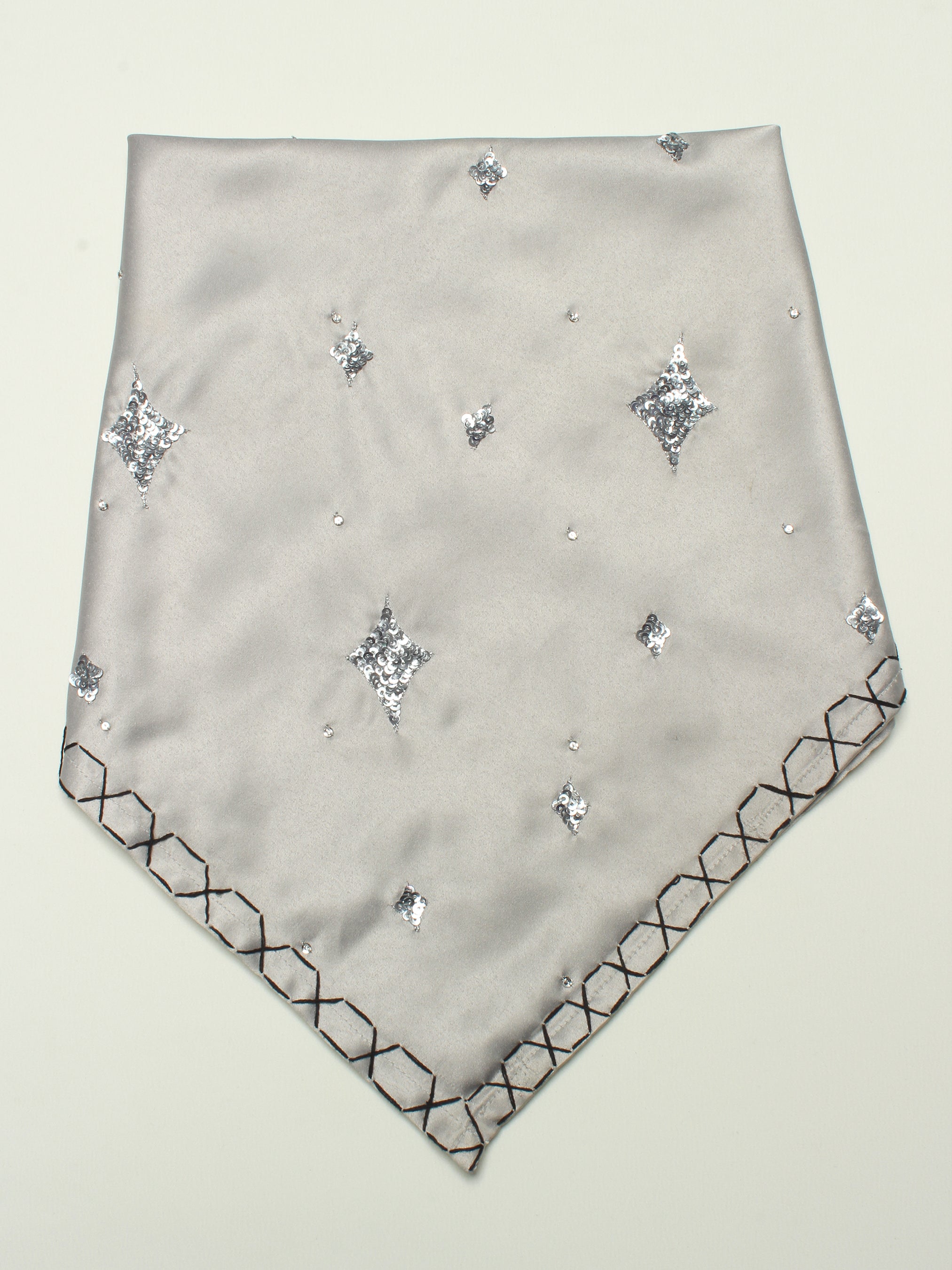 Satin Cravat/Bandana with Handwork & Cross-Stitch Borders