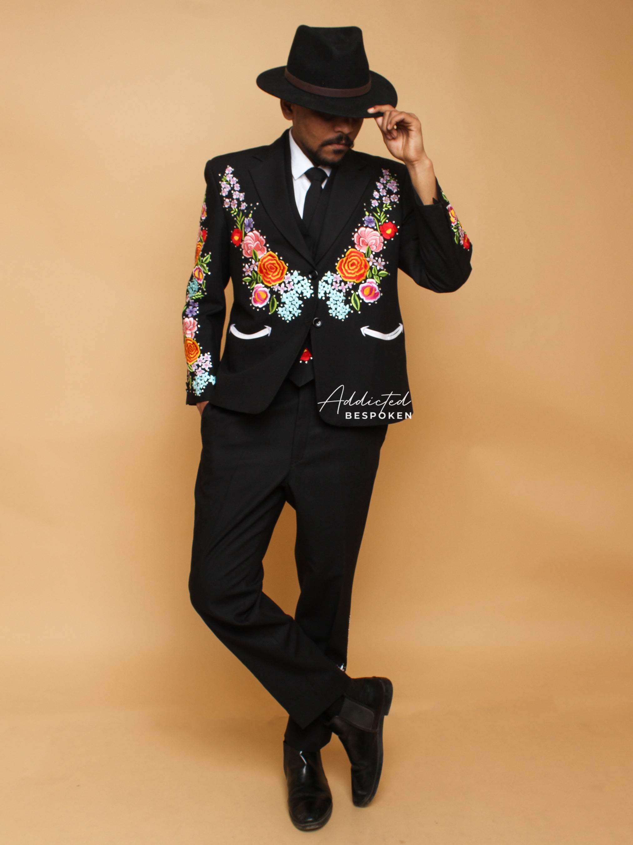 Vibrant Flora & Fauna Embroidered Suit