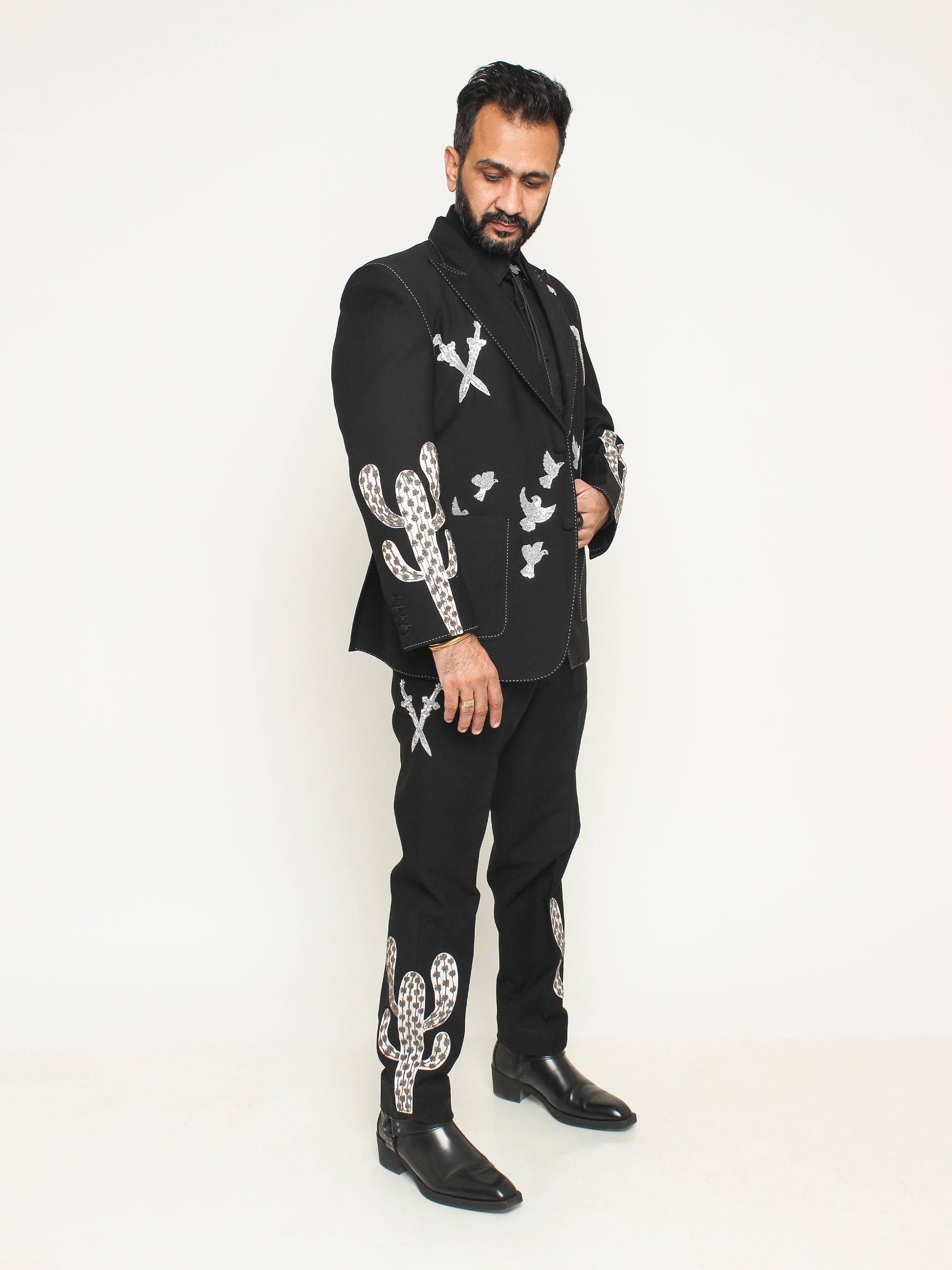 Desert Noir Embroidered Bespoke Suit