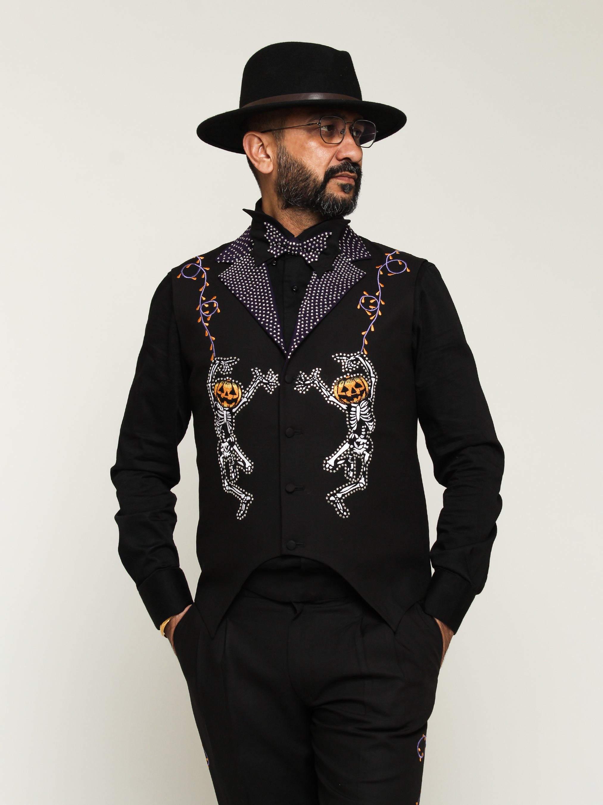 Western Suit, Embroidered Western Suits, Skeleton Embroidery, Custom Western Suit, Embroidered Suit.