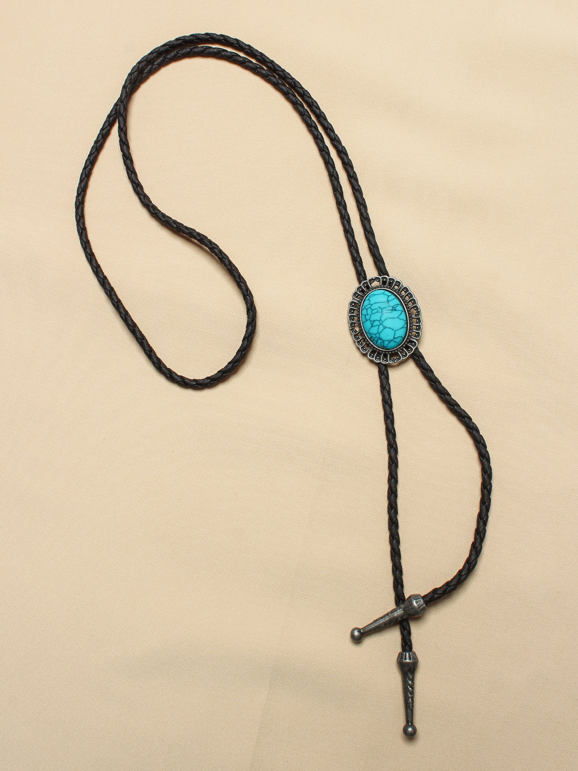 Oval Turquoise Gem Bolo Tie