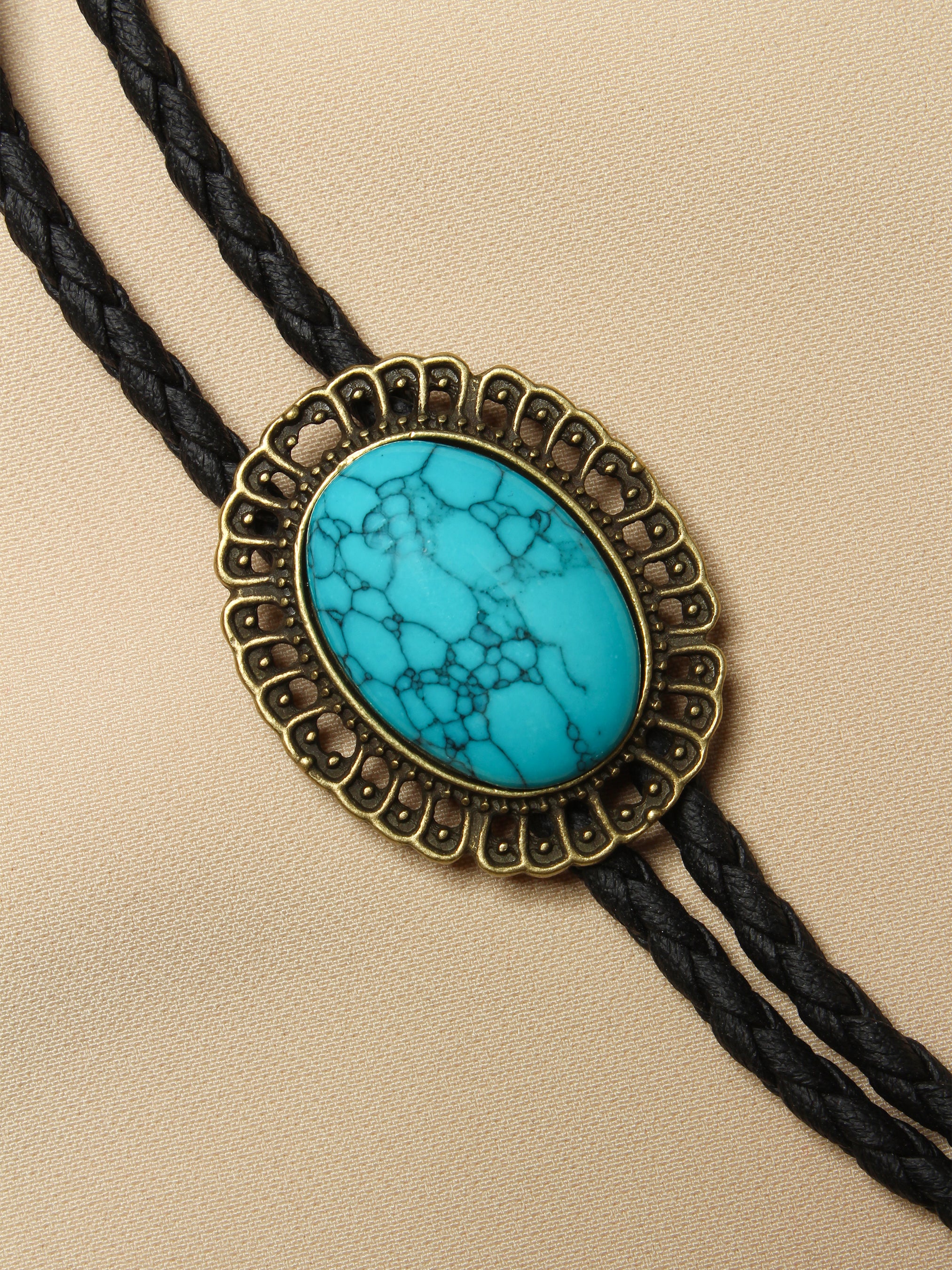 Oval Turquoise Gem Bolo Tie