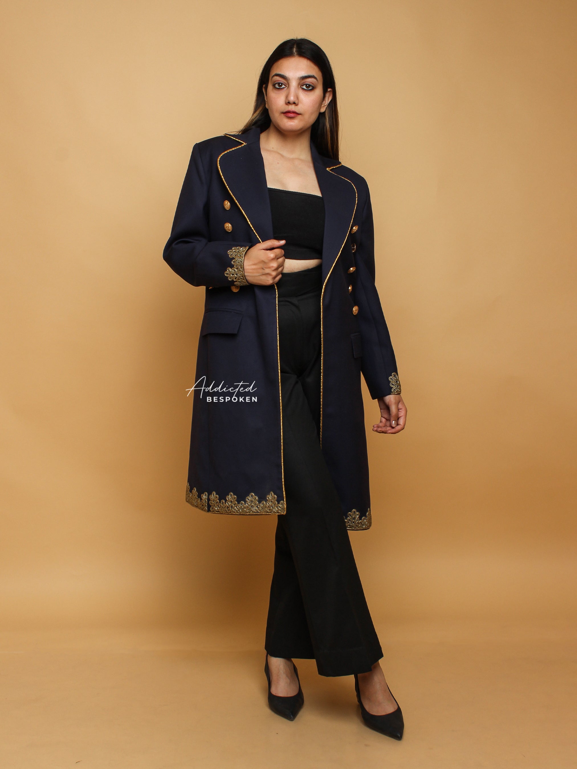 Blue Embroidered Cocktail Blazer