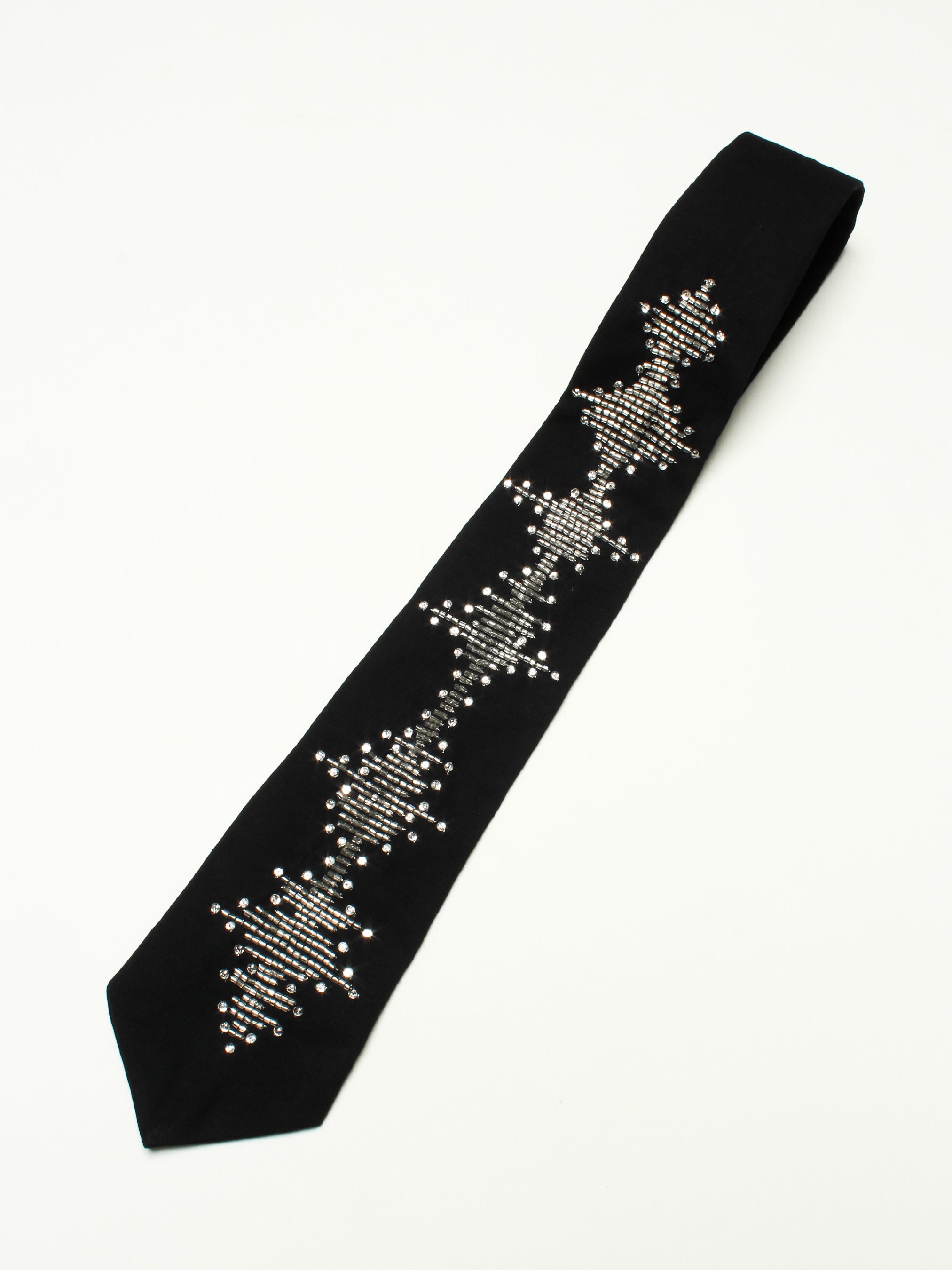 Music Notes Motif Embroidered Tie