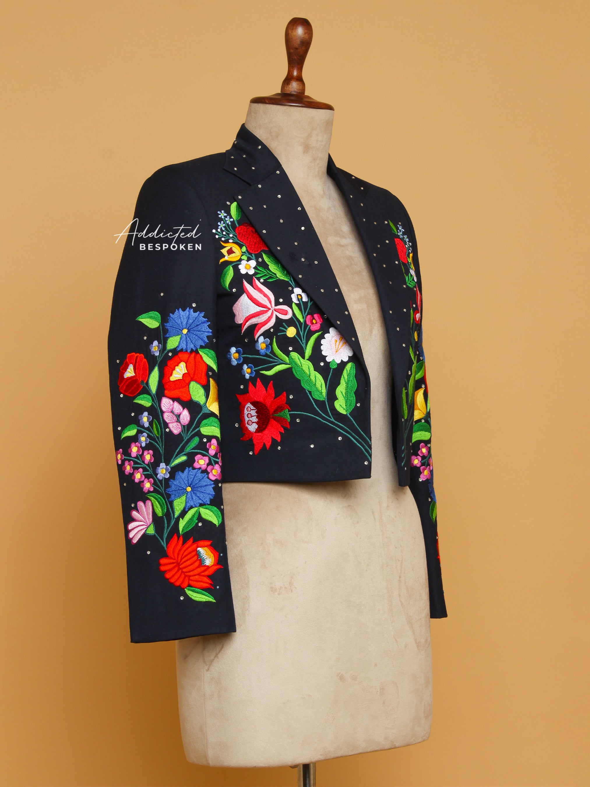 Black Blooming Crop Jacket