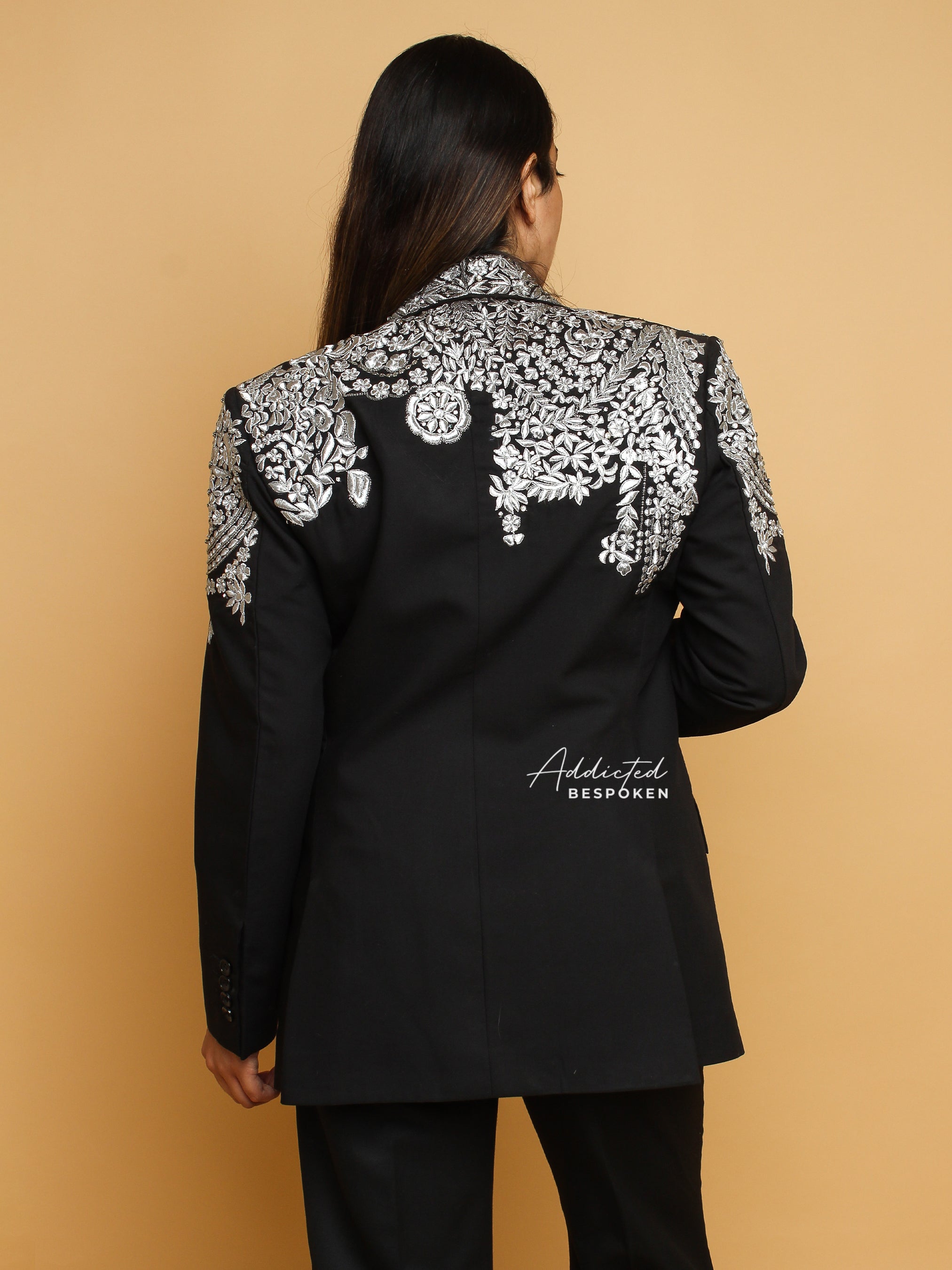 Black Embroidered Bridesmaid Pantsuit
