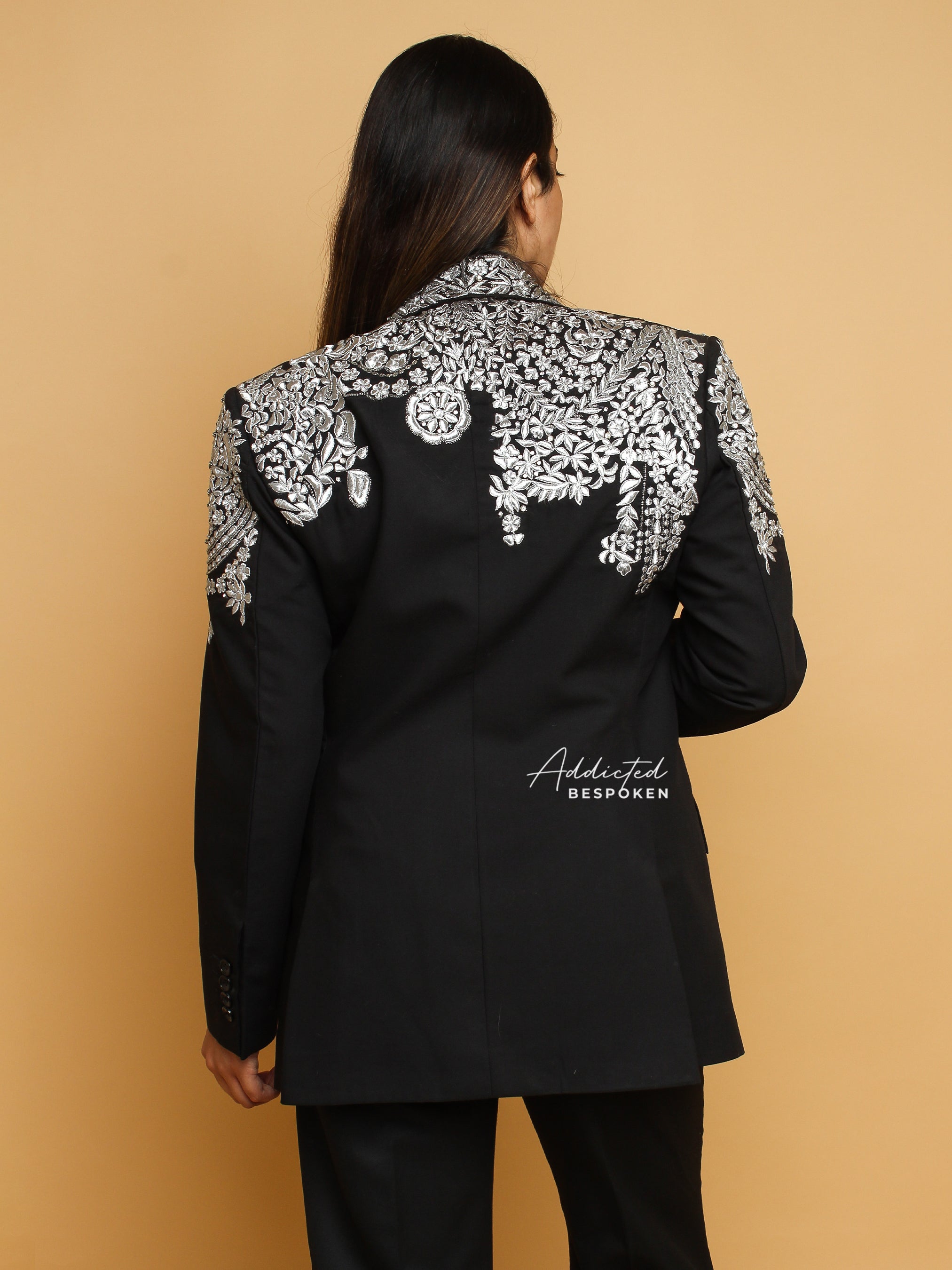 Black Embroidered Bridesmaid Blazer(CLS)