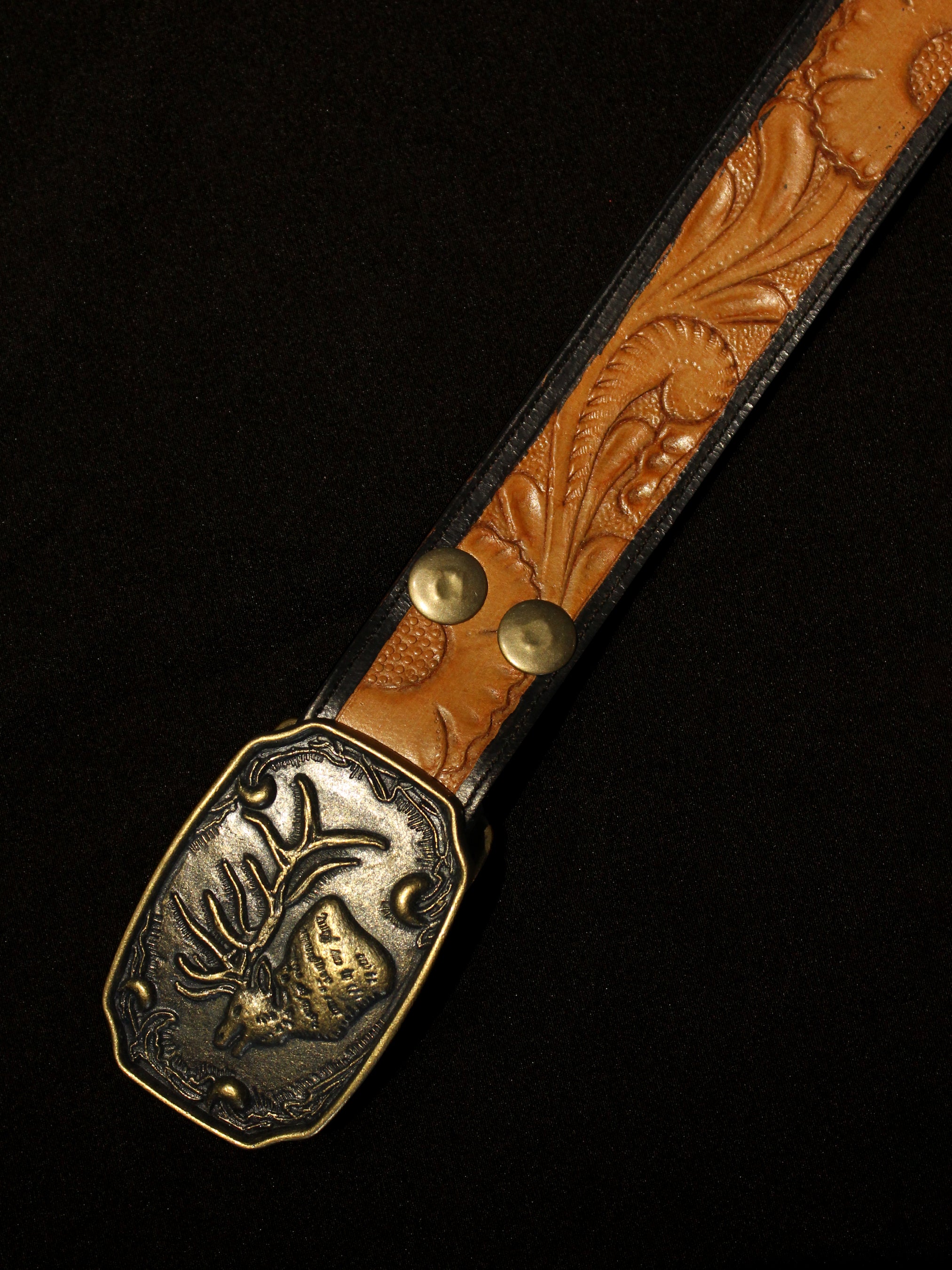 Leather Belt with Floral Design