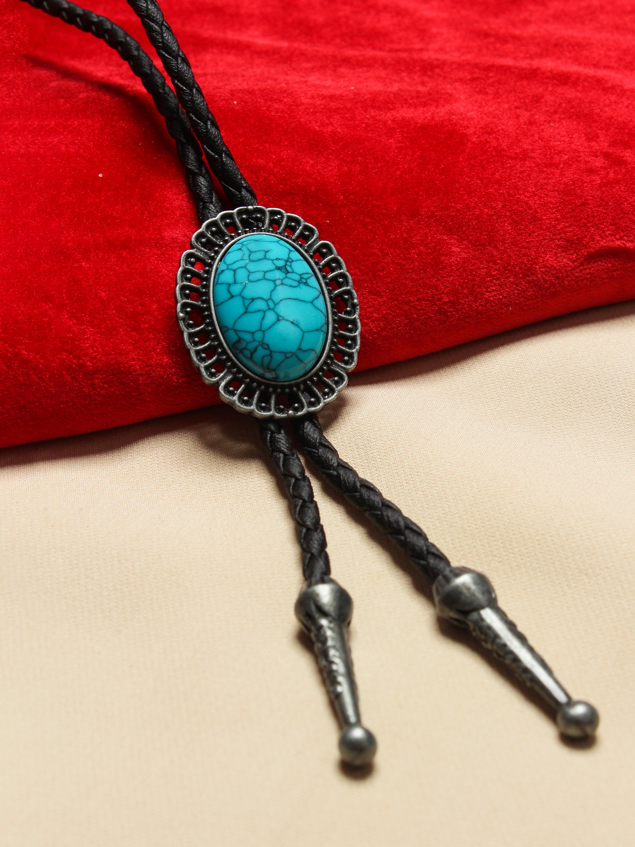 Oval Turquoise Gem Bolo Tie