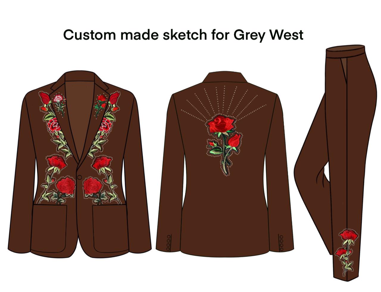 Custom Made 2pc Suit for Grey West