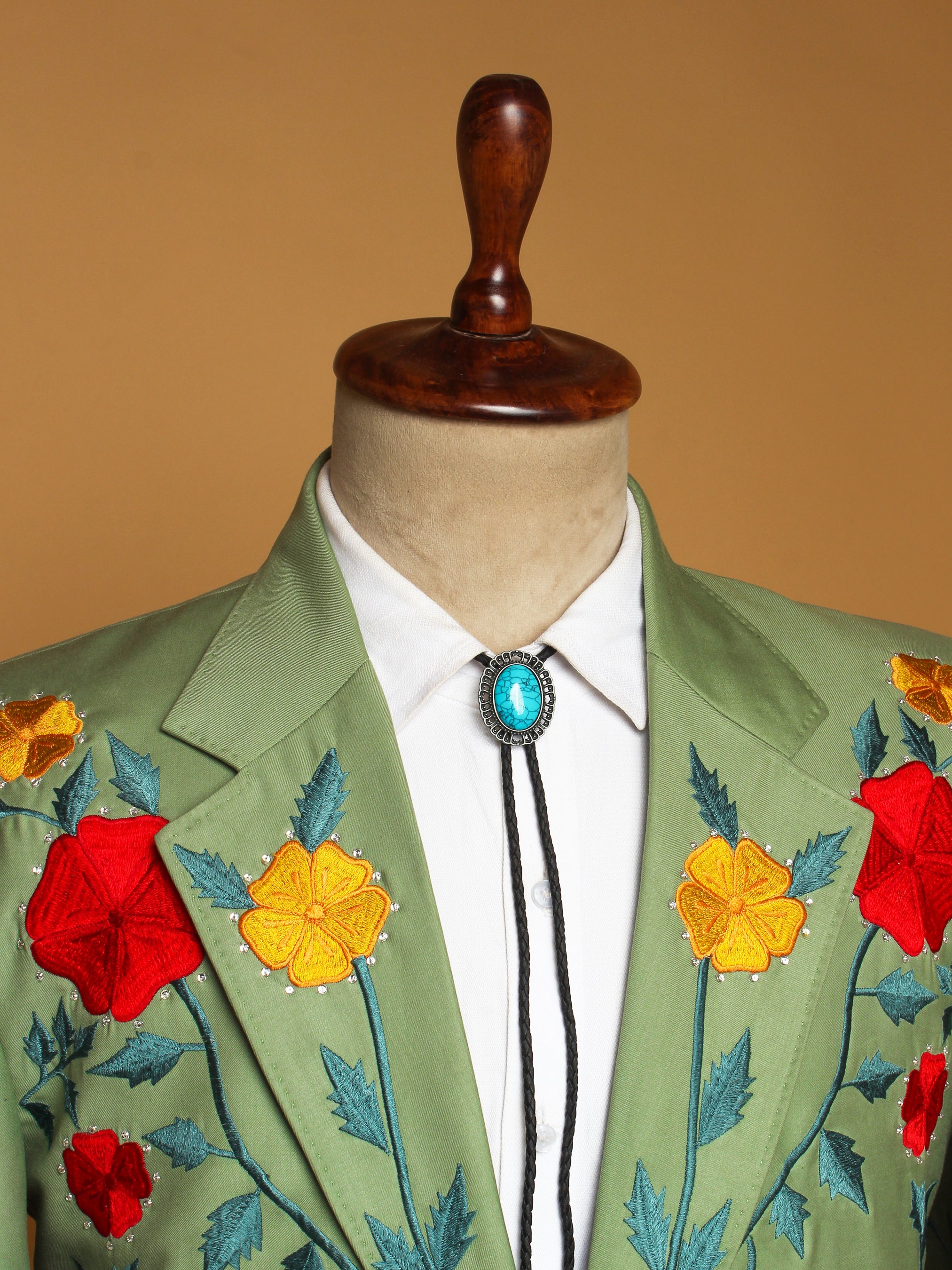 Oval Turquoise Gem Bolo Tie