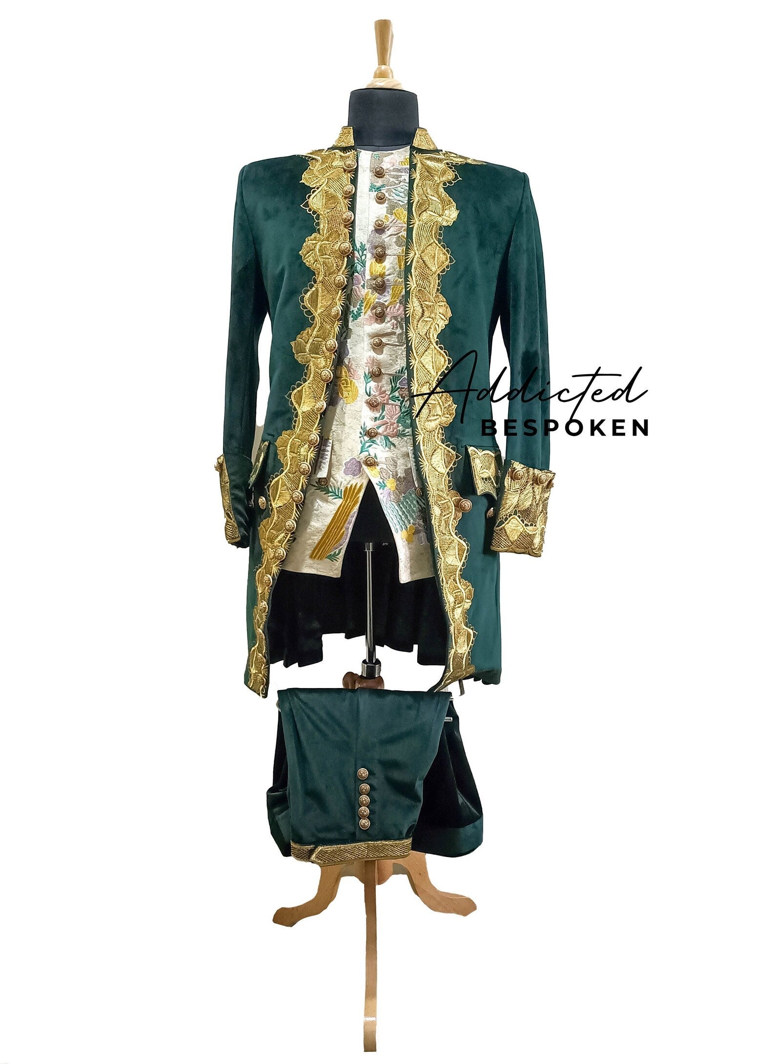 Rococo Elegance Custom Green Suit